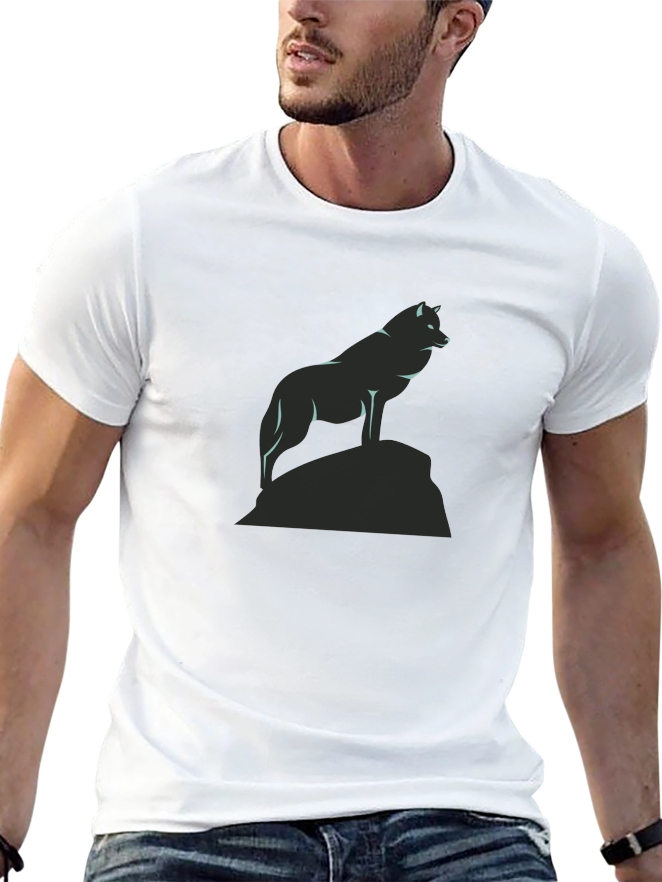 Wolf Silhouette Graphic Tee - Black