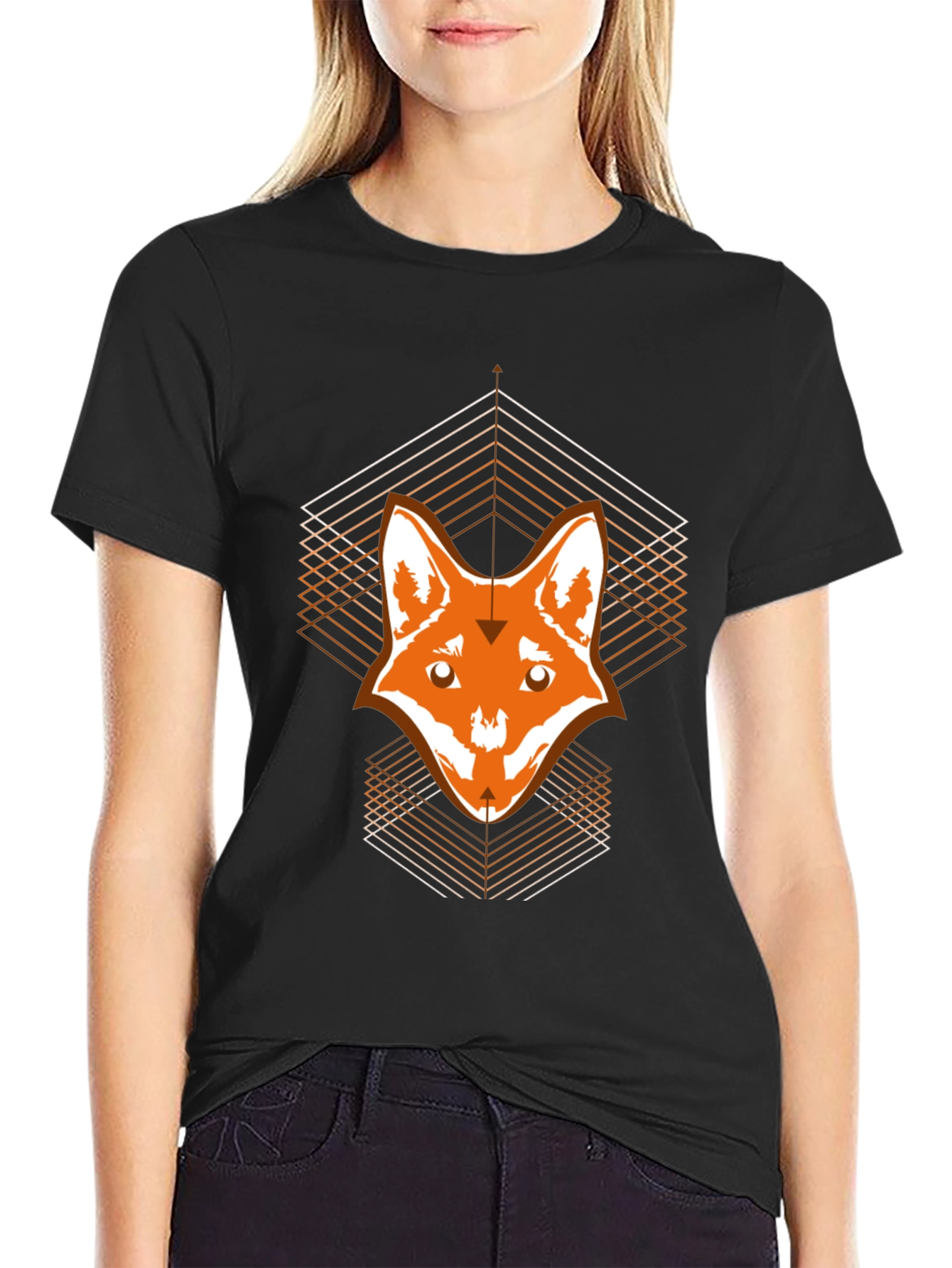 Geometric Fox Graphic Print T-Shirt