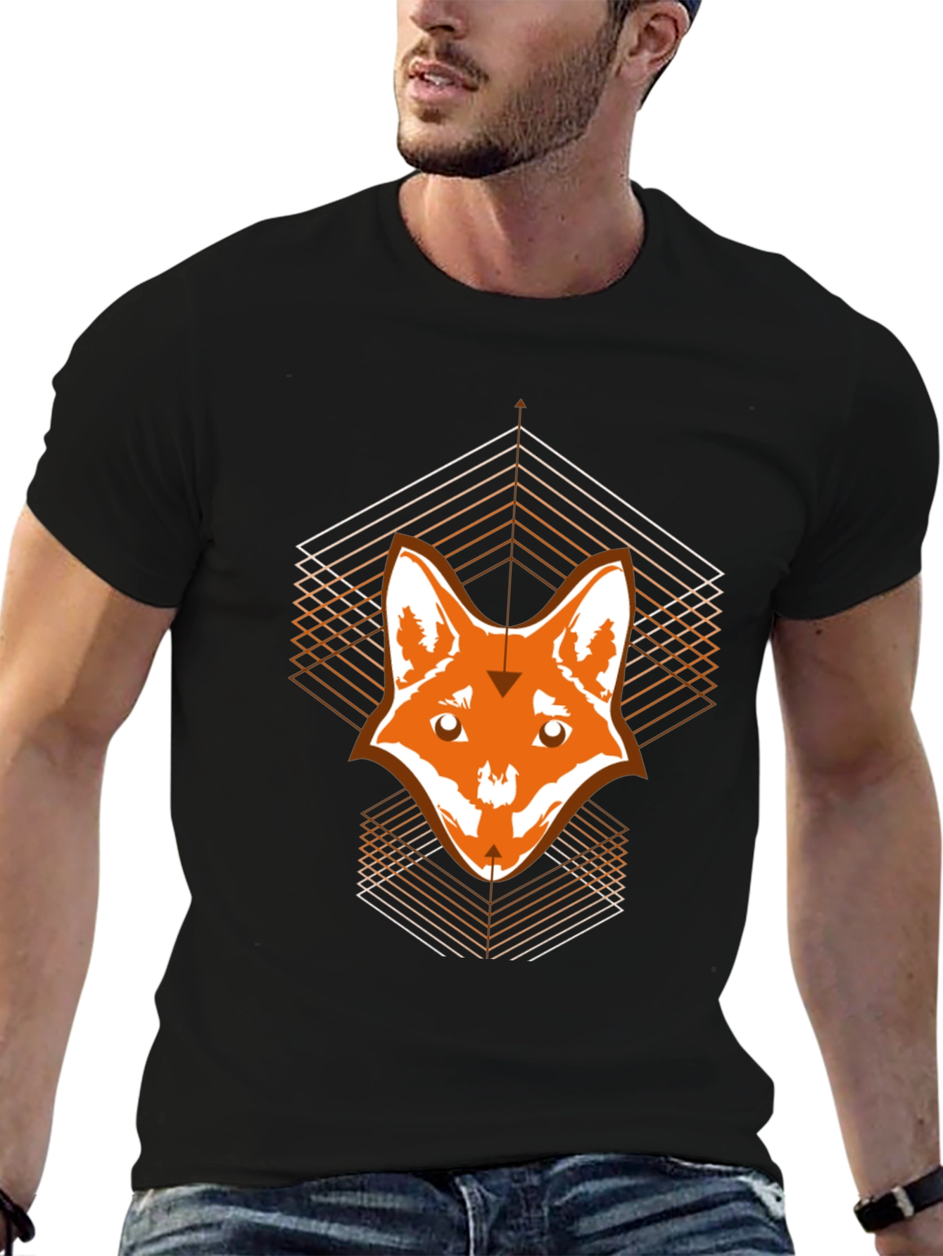 Geometric Fox Graphic Print T-Shirt
