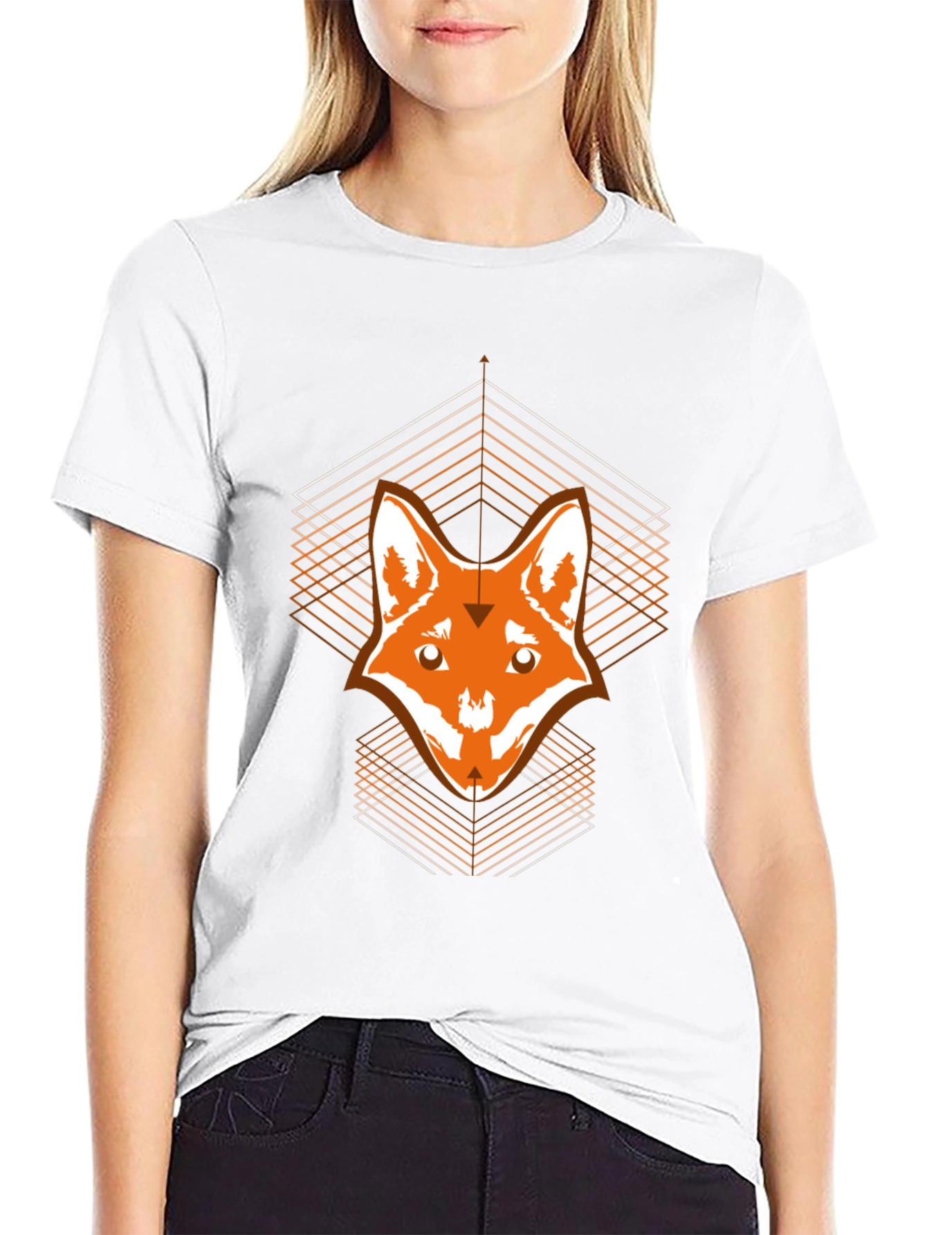 Geometric Fox Graphic Print T-Shirt