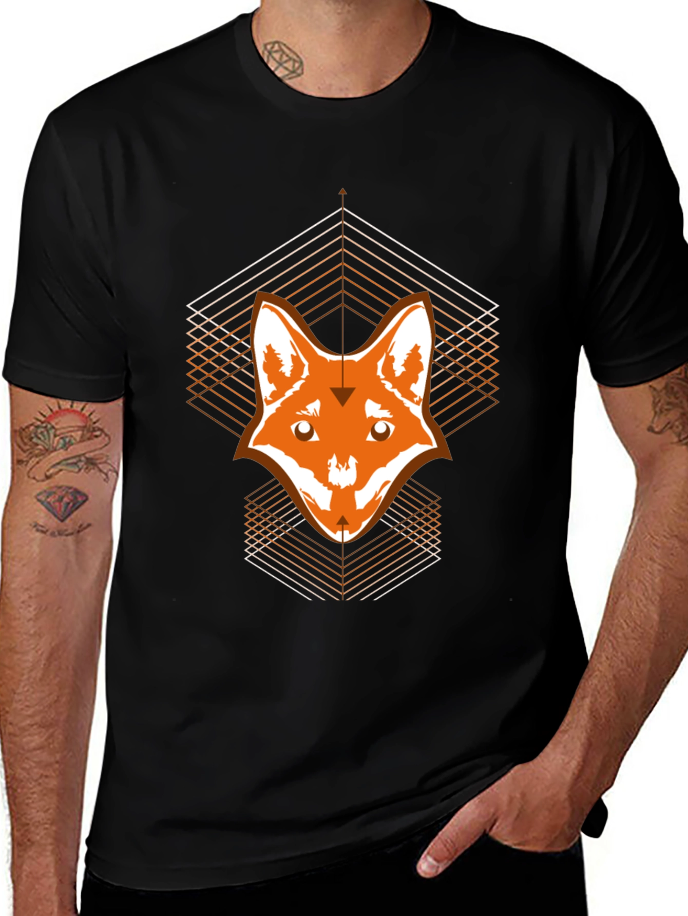 Geometric Fox Graphic Print T-Shirt