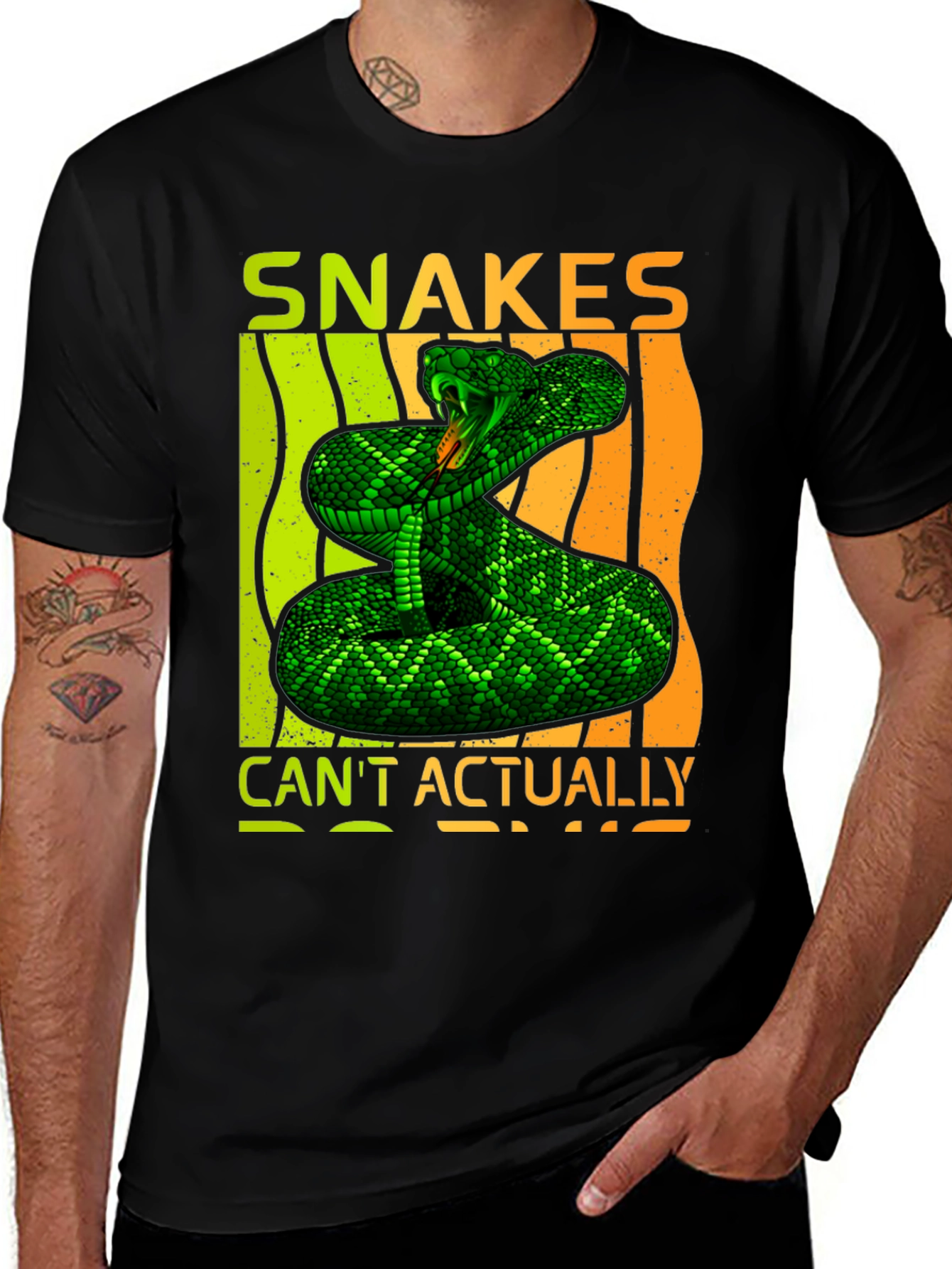 Snakes Cant Actually Black Graphic Tee