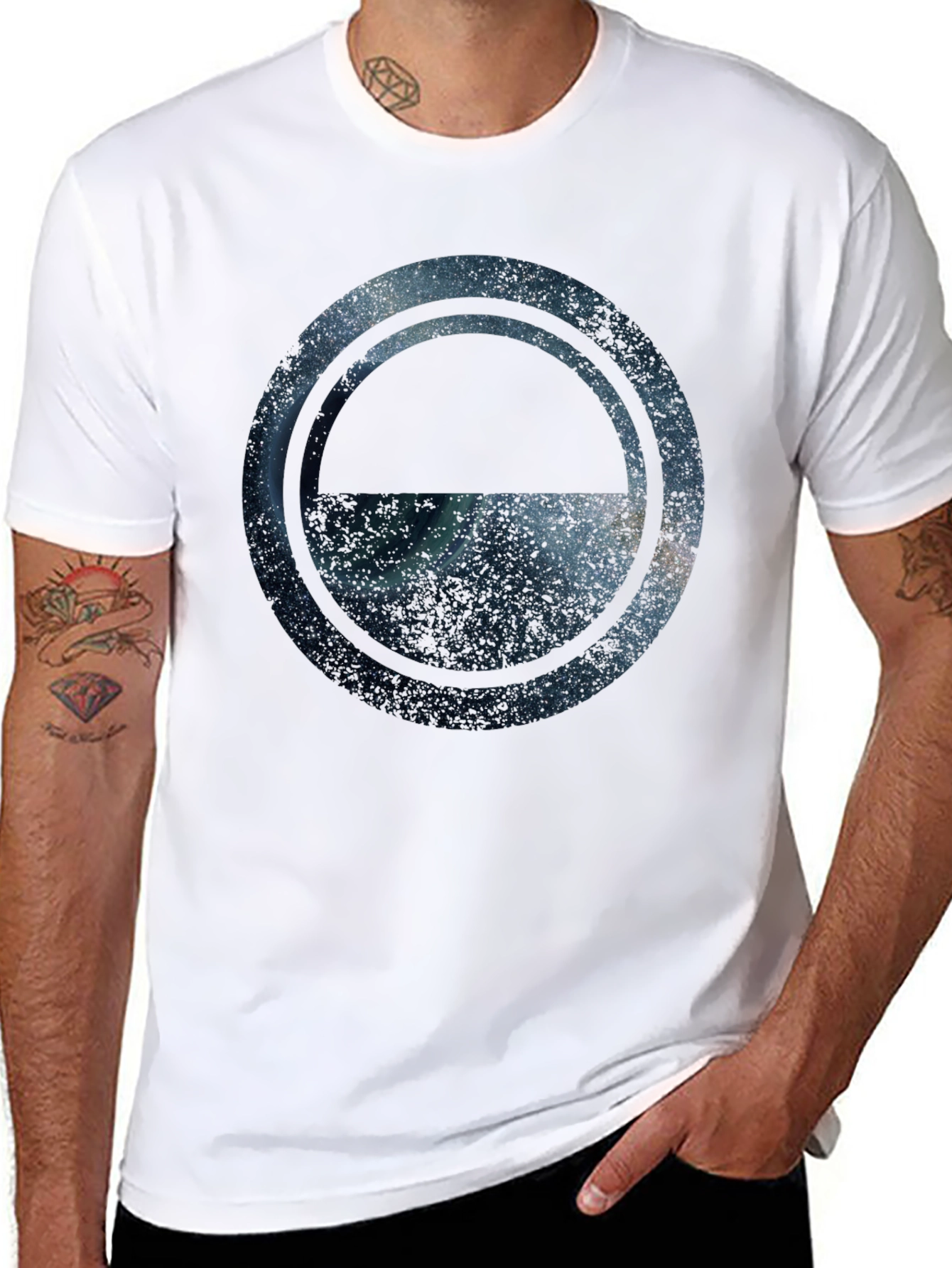 Cosmic Eclipse Graphic Tee - Stylish Mens Crew Neck