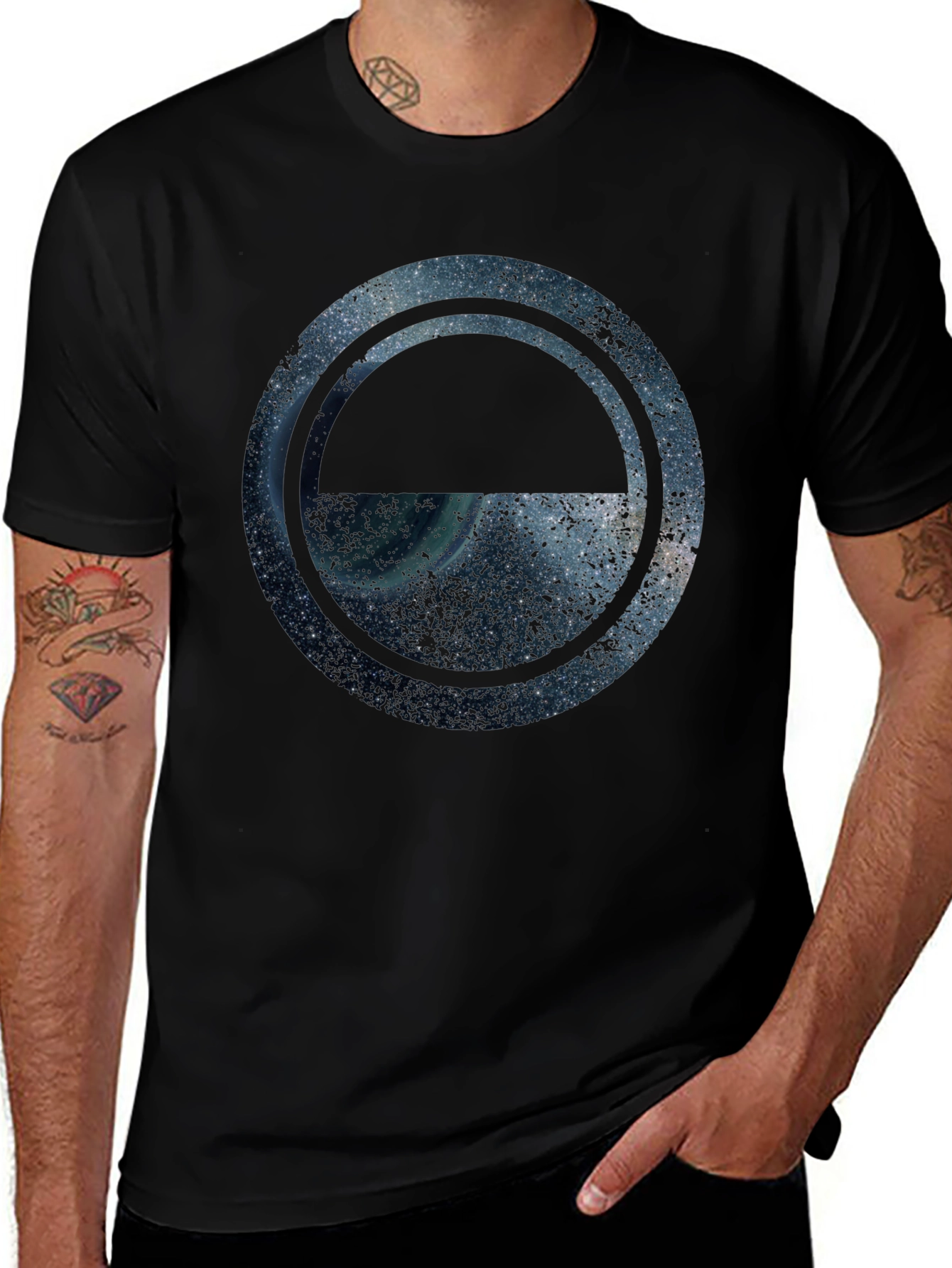Cosmic Eclipse Graphic Tee - Stylish Mens Crew Neck