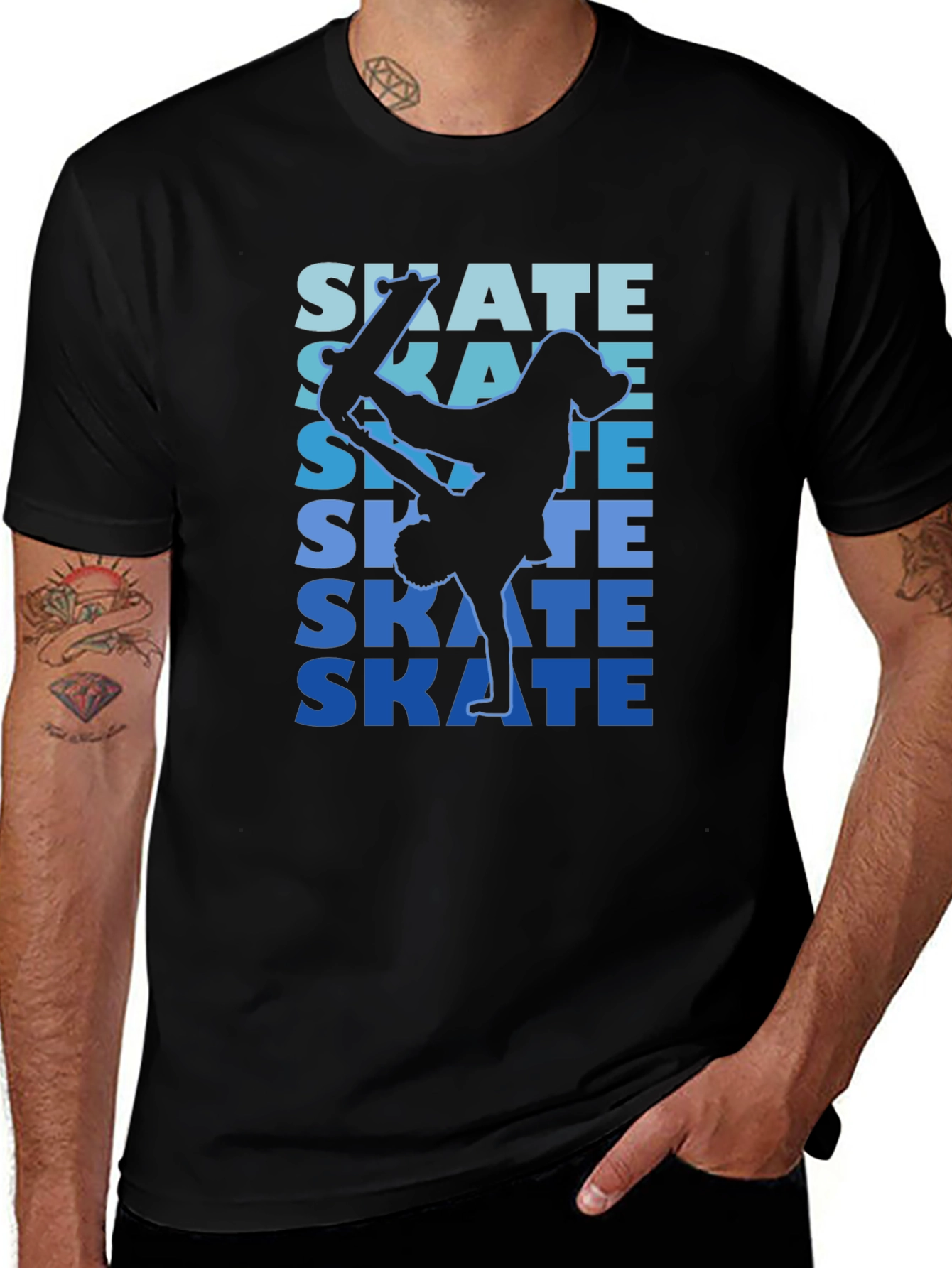 Skateboarding Graphic Tee - Black