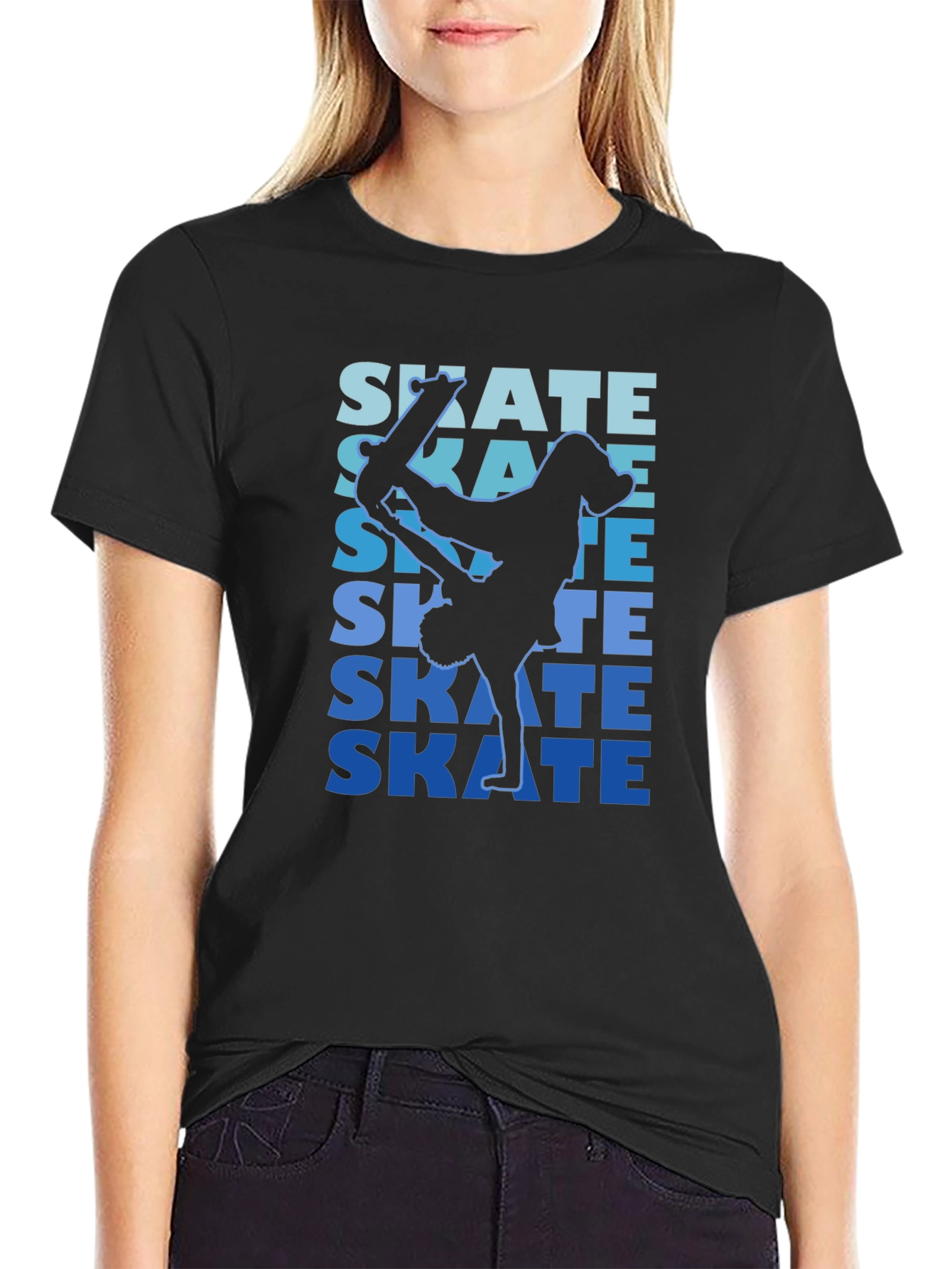 Skateboarding Graphic Tee - Black