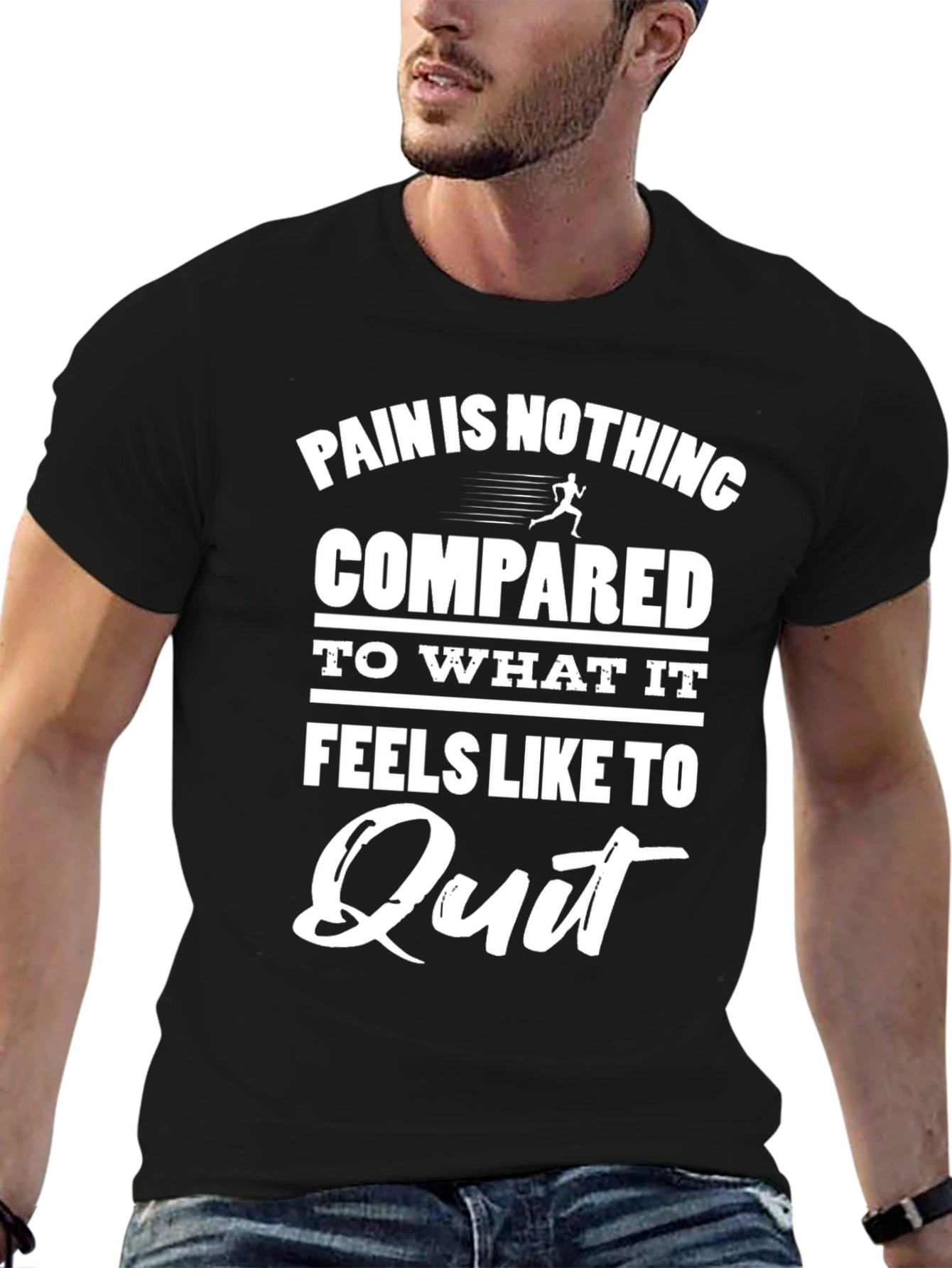 Motivational Running T-Shirt - Pain vs. Quitting