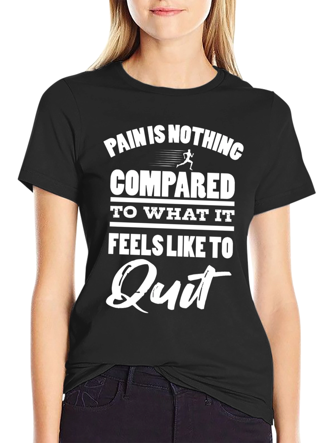 Motivational Running T-Shirt - Pain vs. Quitting
