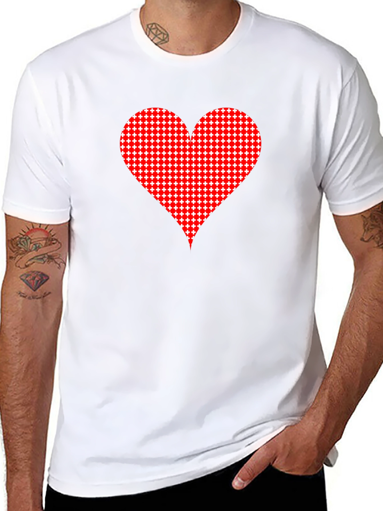 Heart Pattern Black Tee - Stylish Casual Wear