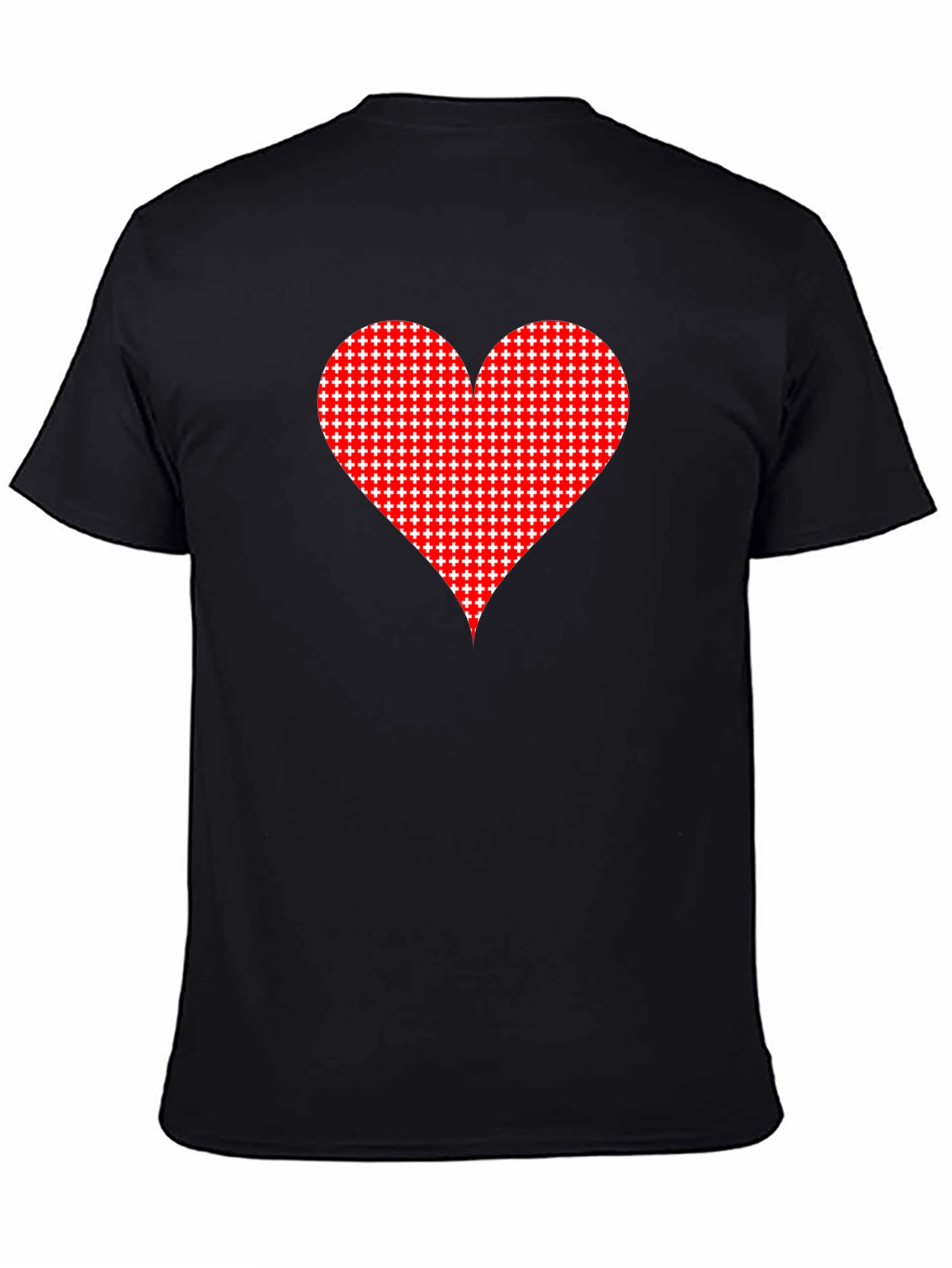 Heart Pattern Black Tee - Stylish Casual Wear