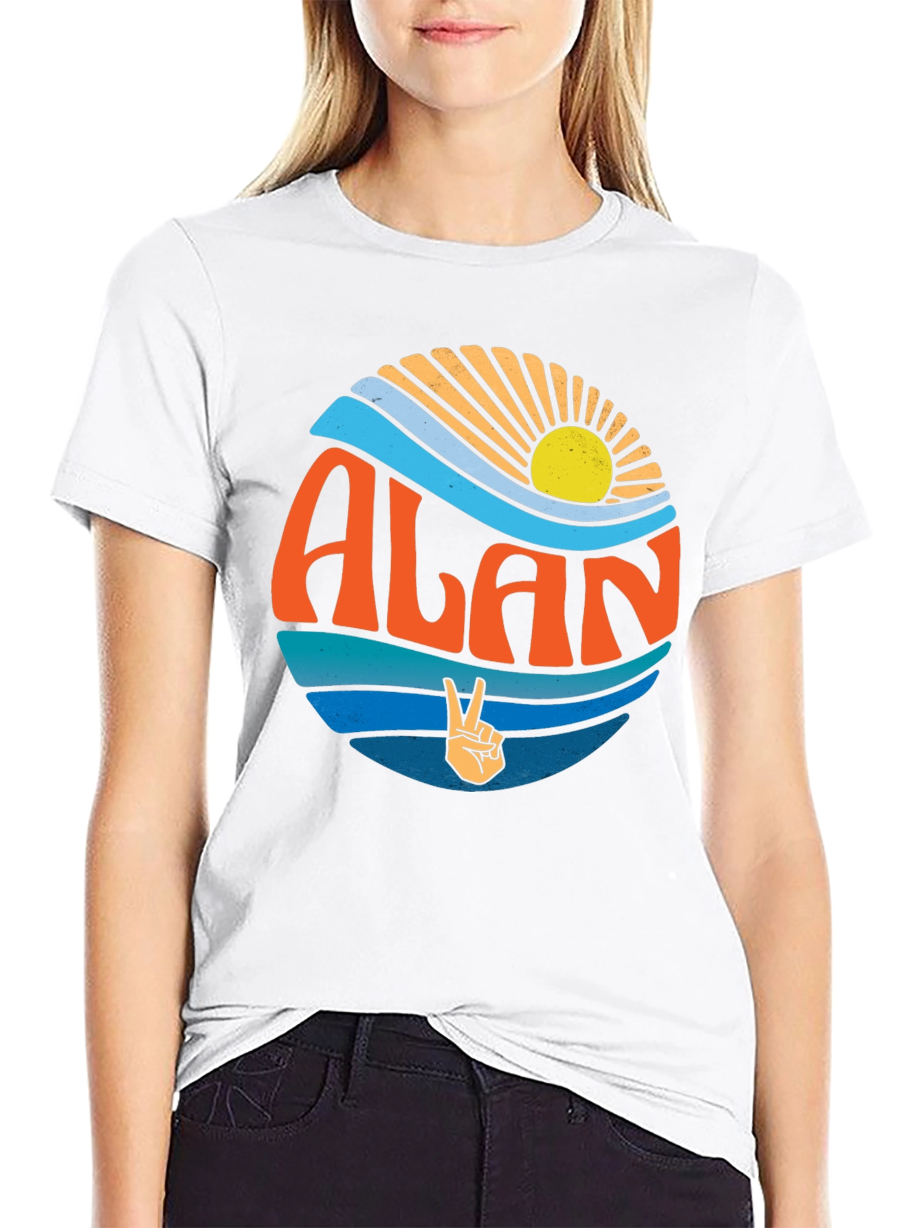 Retro ALAN T-Shirt - Peace & Waves Design