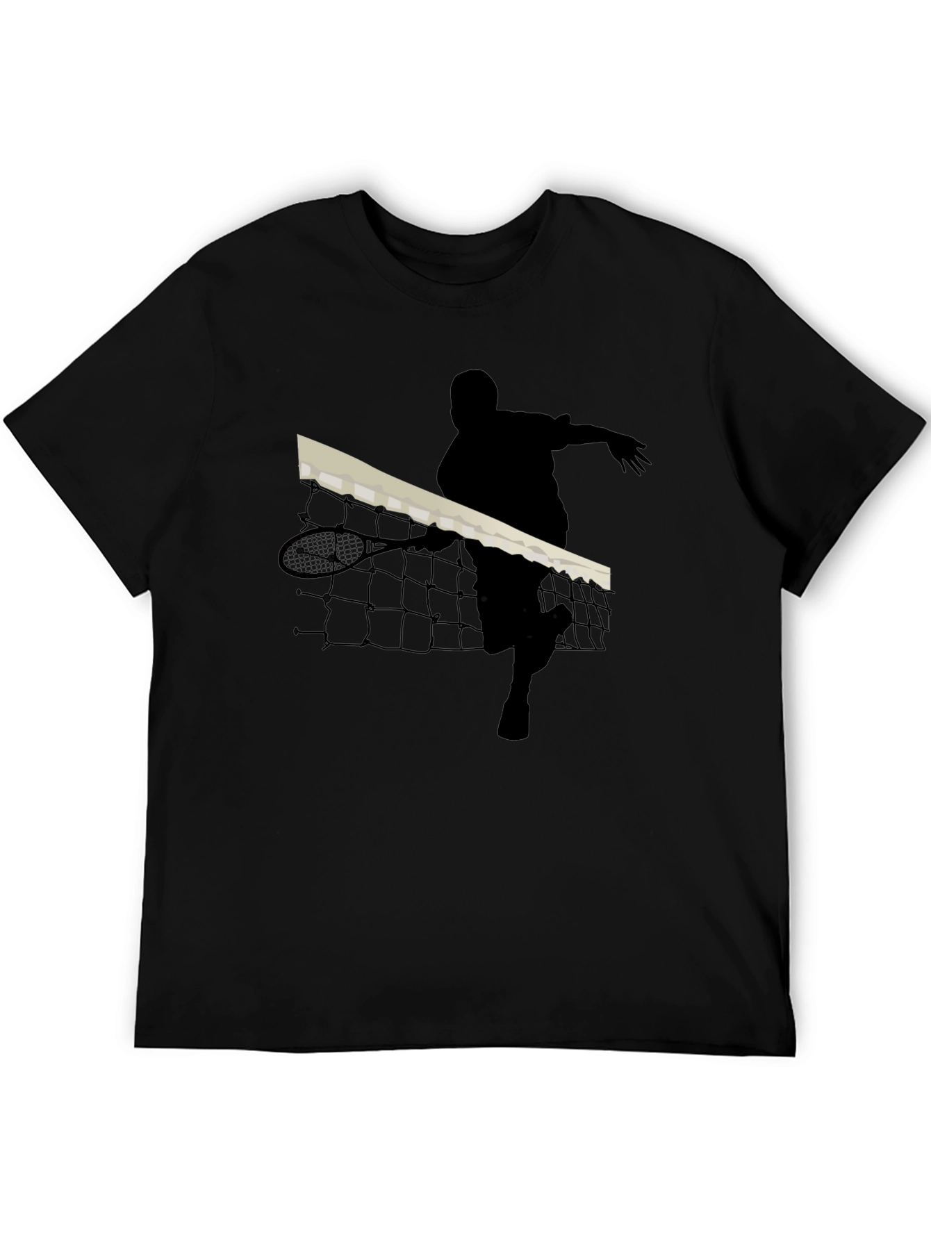 Tennis Player Silhouette Black T-Shirt