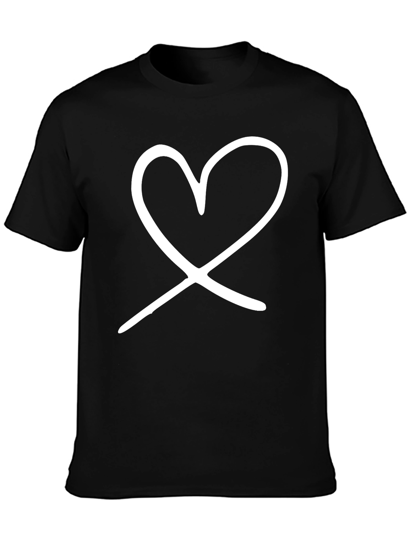 Heart Scribble Black T-Shirt