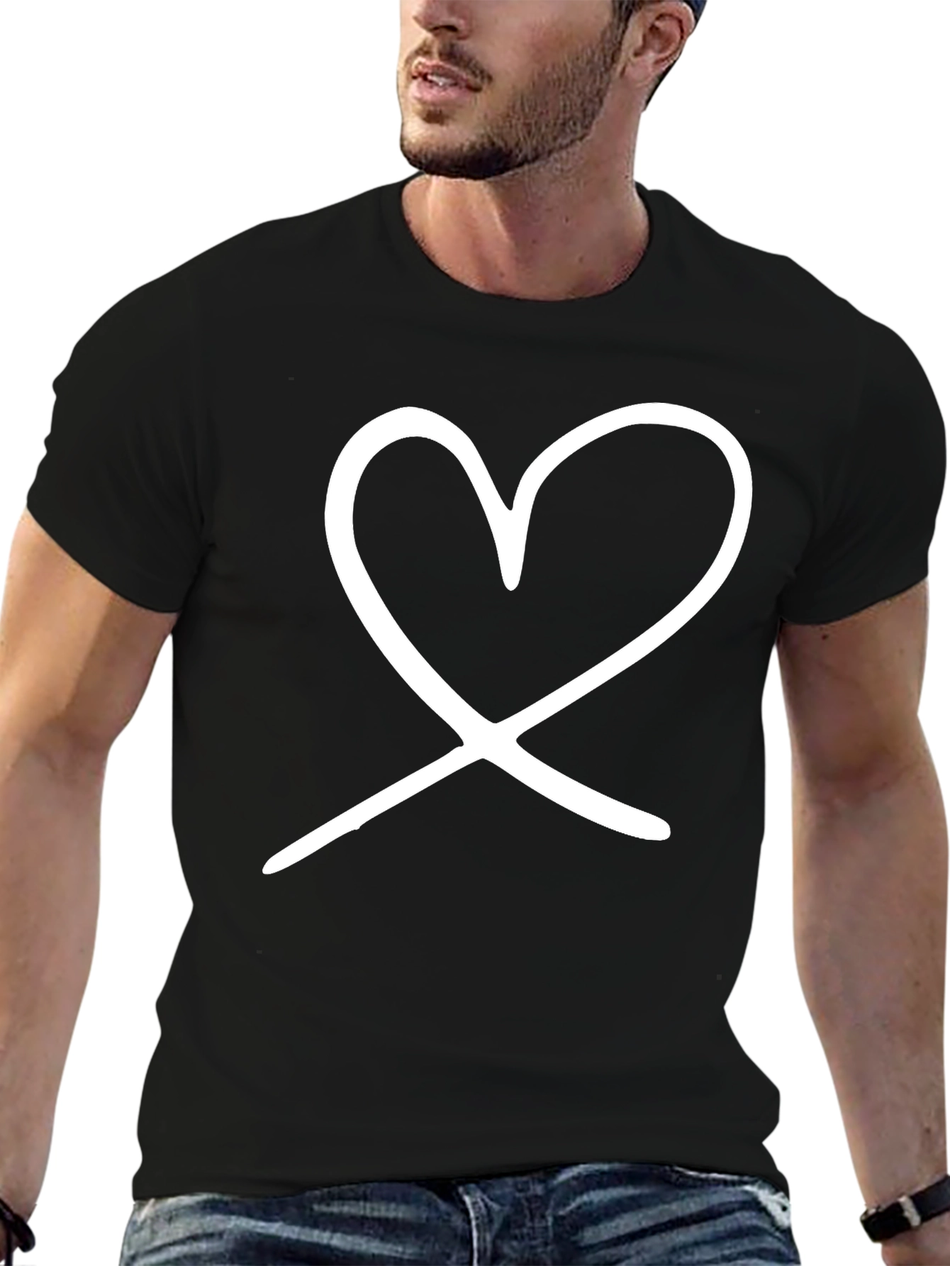 Heart Scribble Black T-Shirt