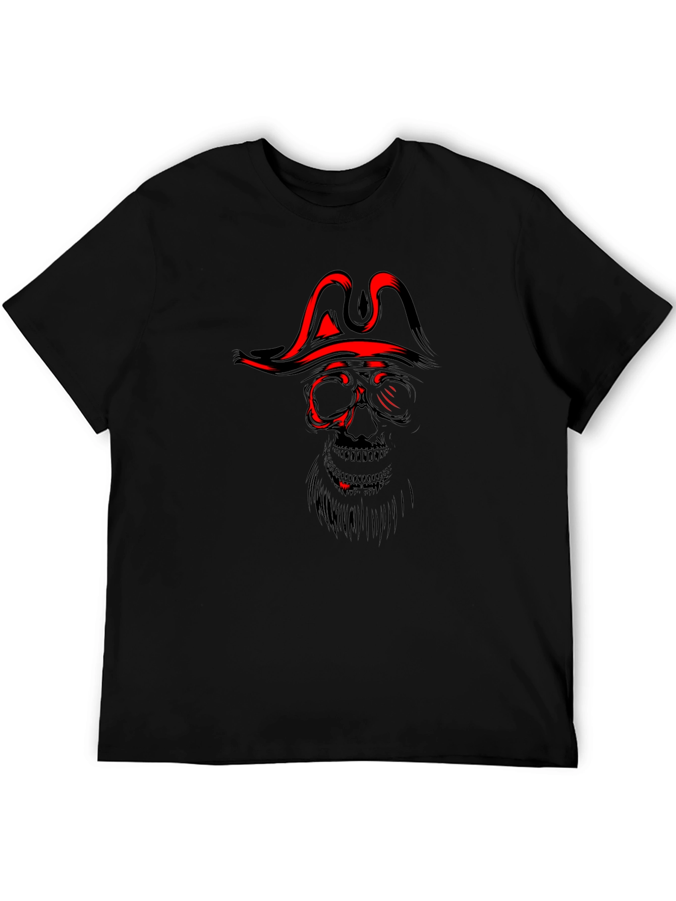 Pirate Skull Graphic T-Shirt - Black Cotton Tee