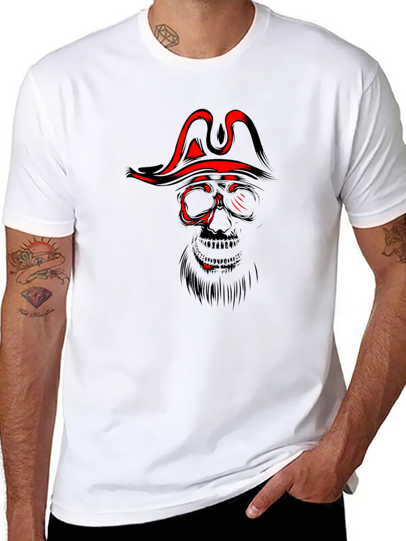 Pirate Skull Graphic T-Shirt - Black Cotton Tee