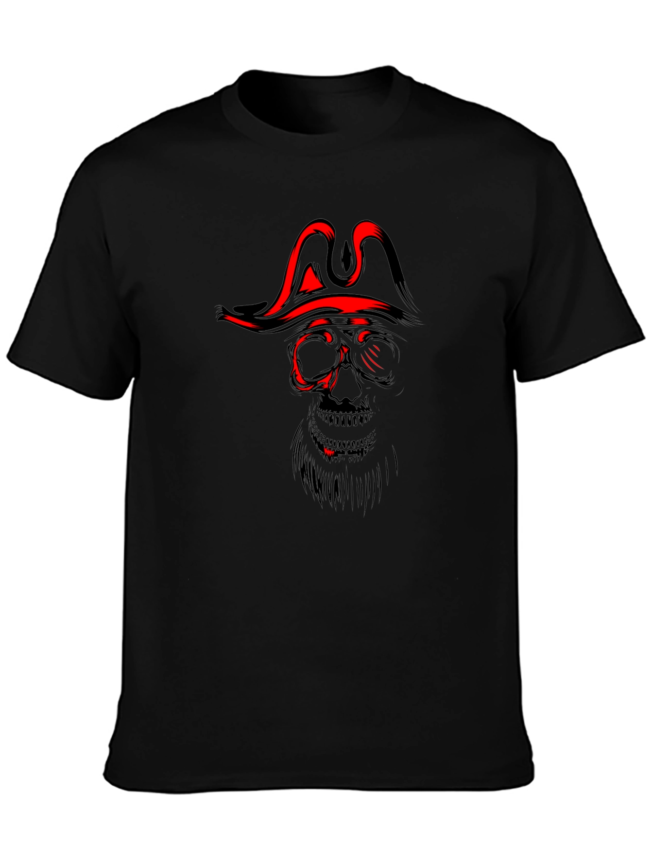 Pirate Skull Graphic T-Shirt - Black Cotton Tee