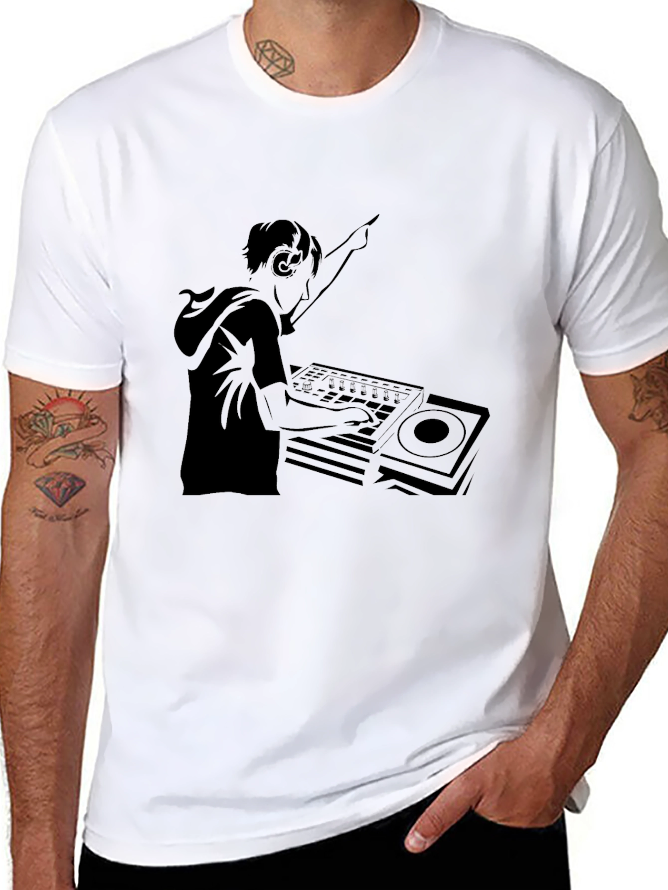 DJ Graphic Tee - Black Cotton Comfort
