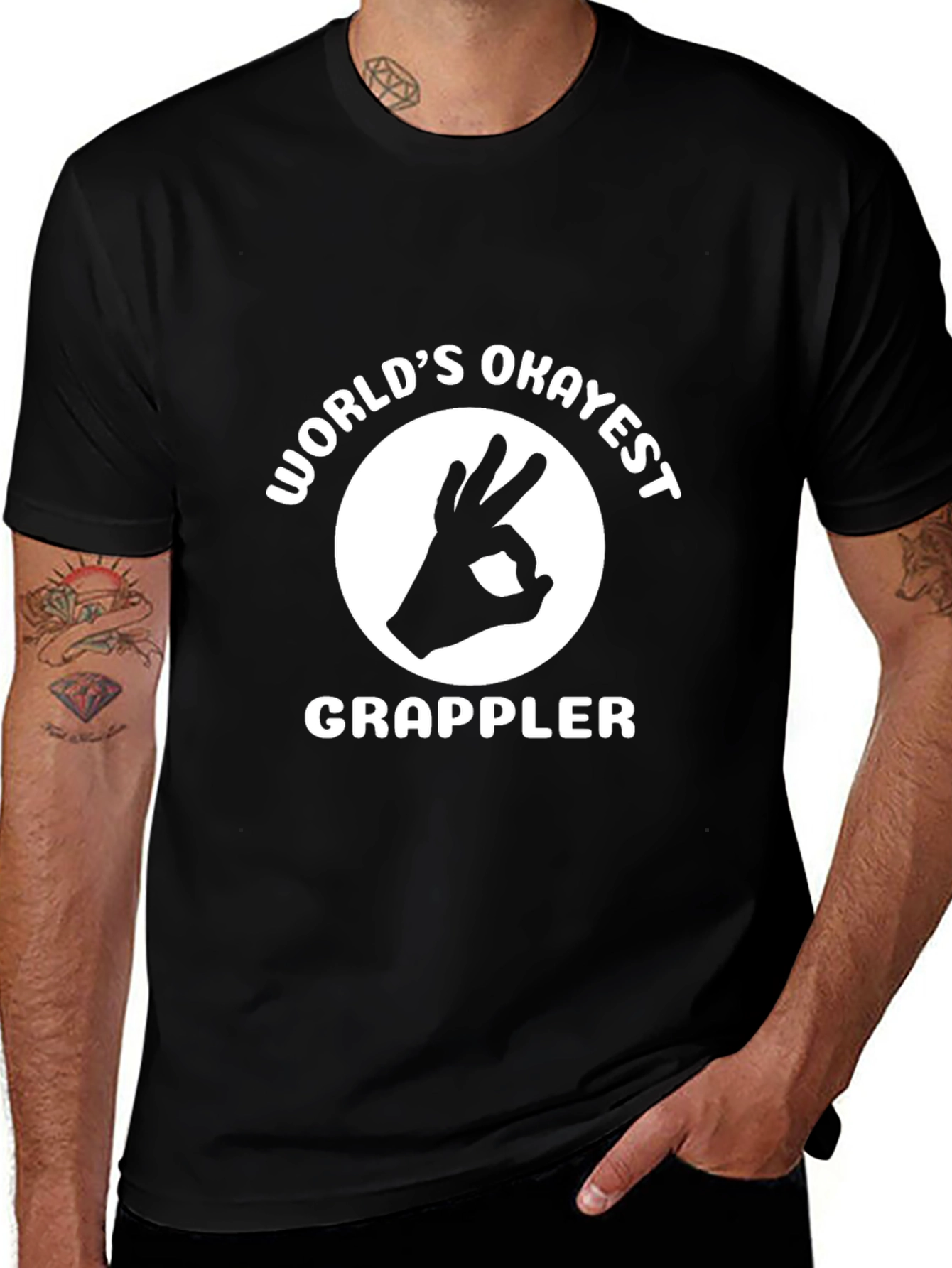 Worlds Okayest Grappler Black T-Shirt
