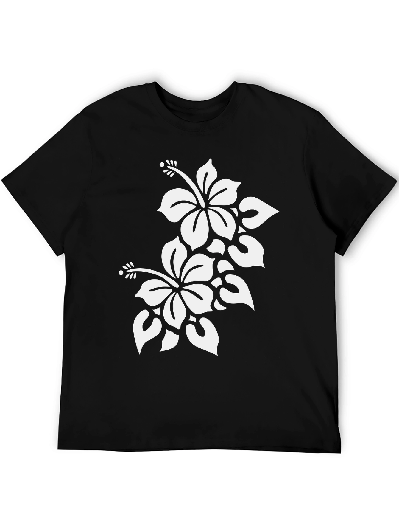 Black Floral Hibiscus T-Shirt