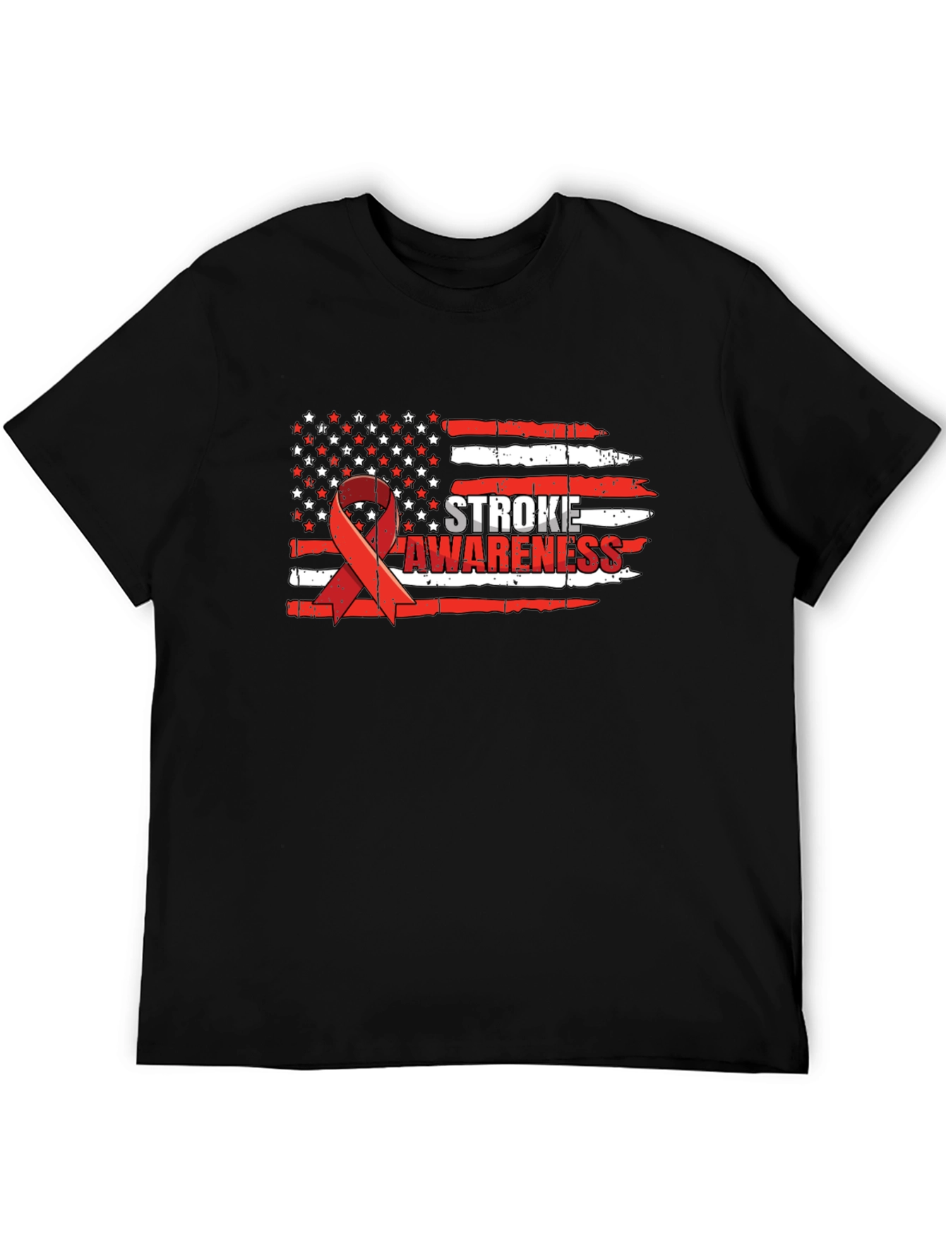 Stroke Awareness American Flag Ribbon T-Shirt