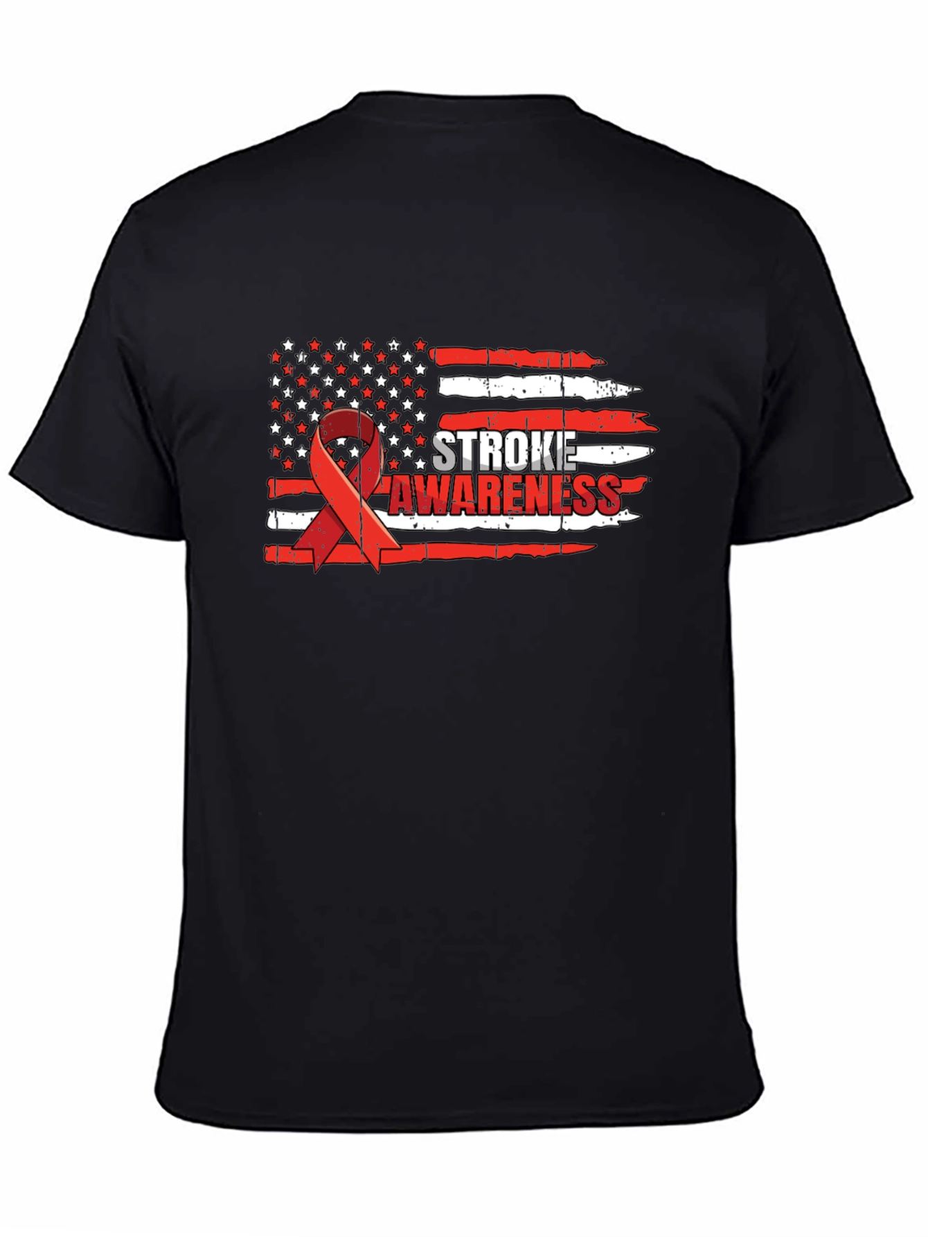 Stroke Awareness American Flag Ribbon T-Shirt