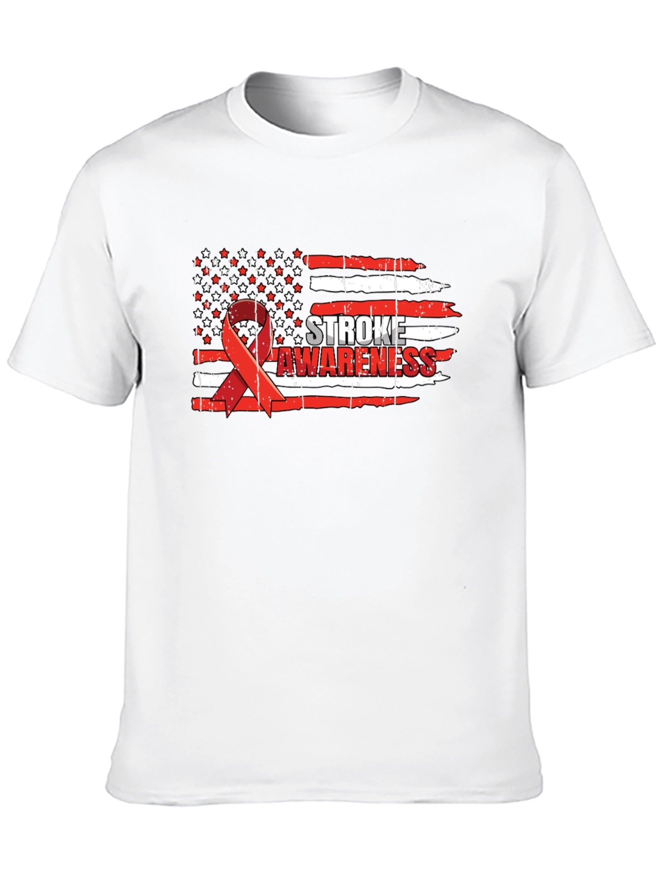 Stroke Awareness American Flag Ribbon T-Shirt