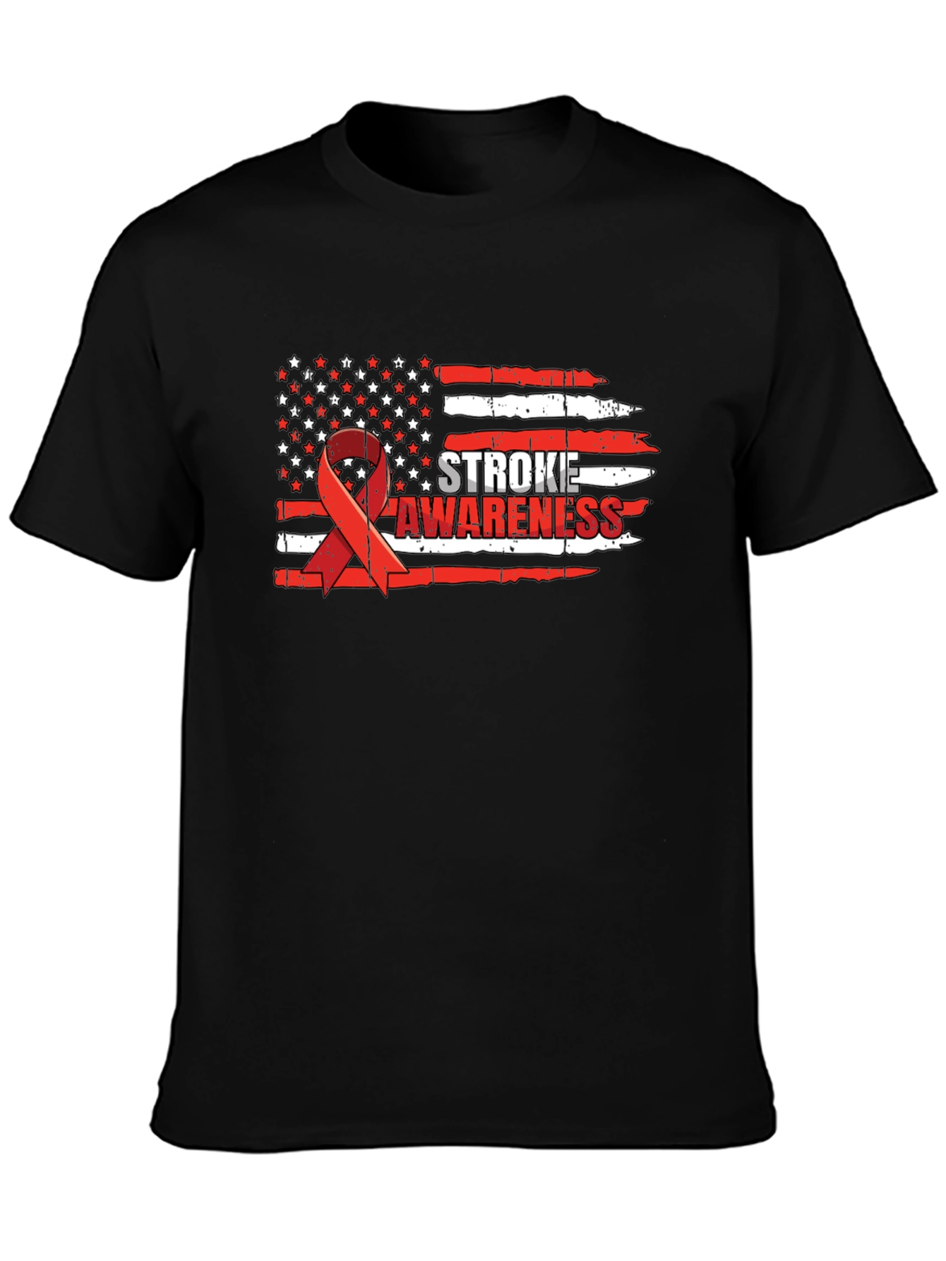 Stroke Awareness American Flag Ribbon T-Shirt