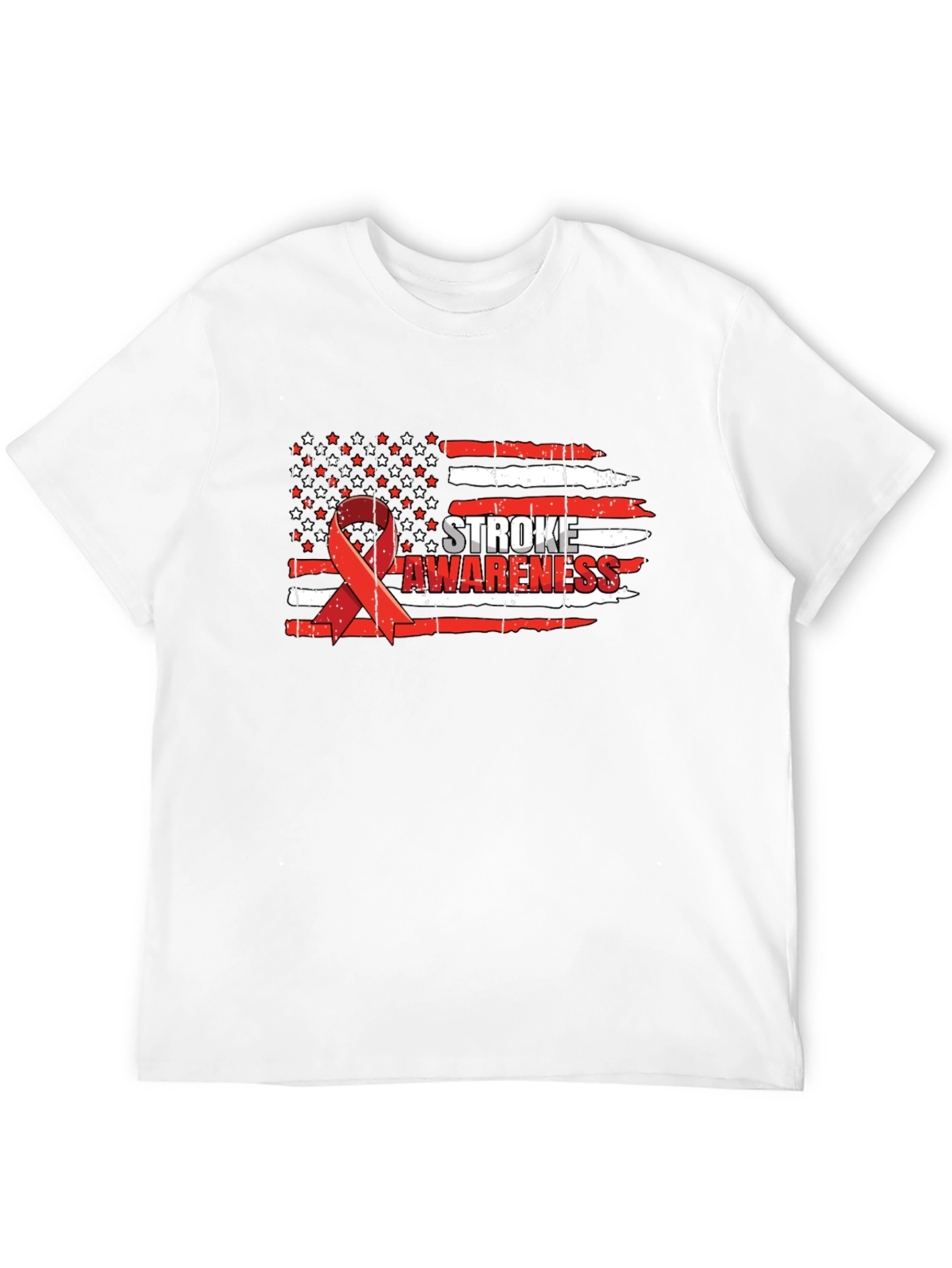Stroke Awareness American Flag Ribbon T-Shirt