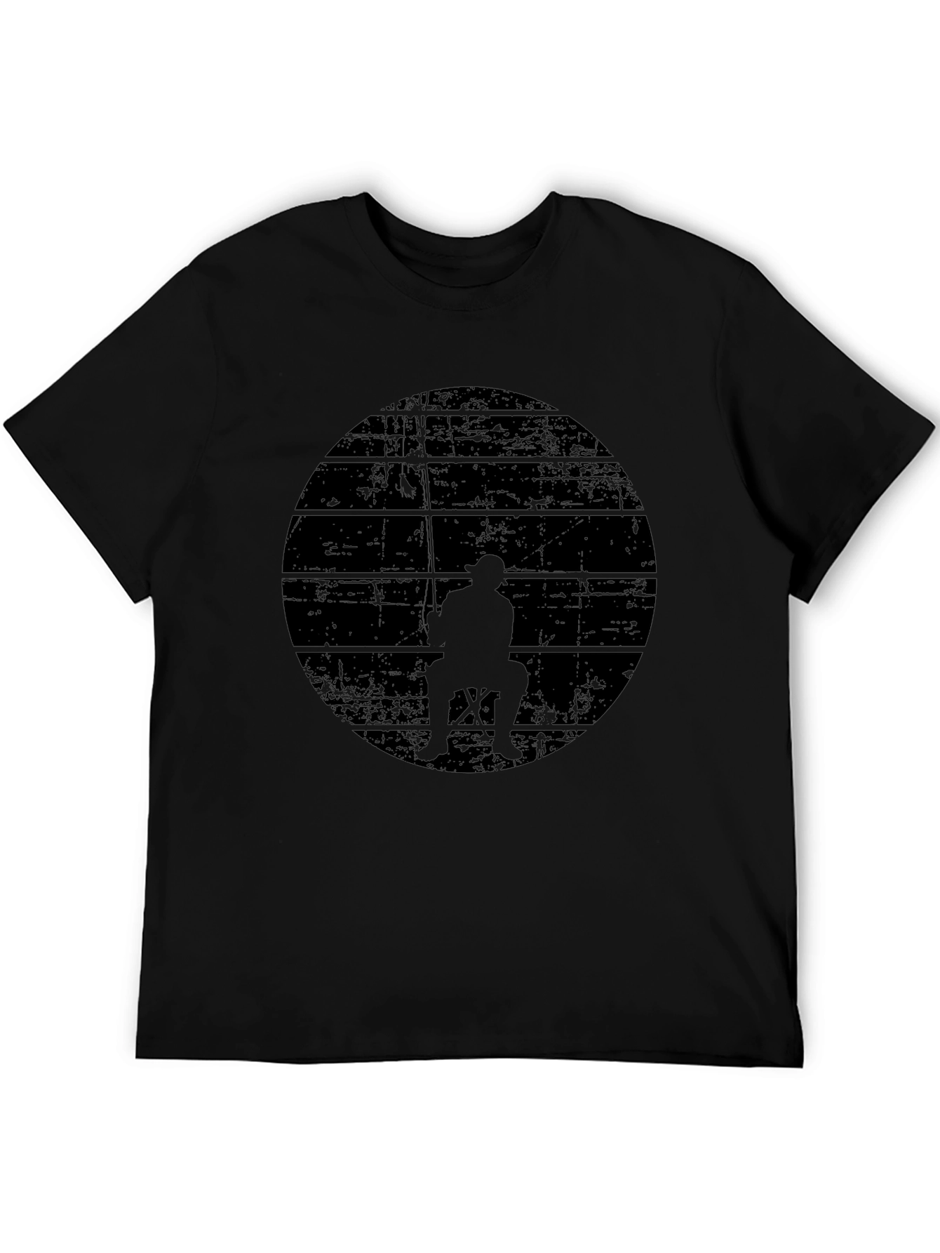 Mens Black Fishing Silhouette Graphic Tee