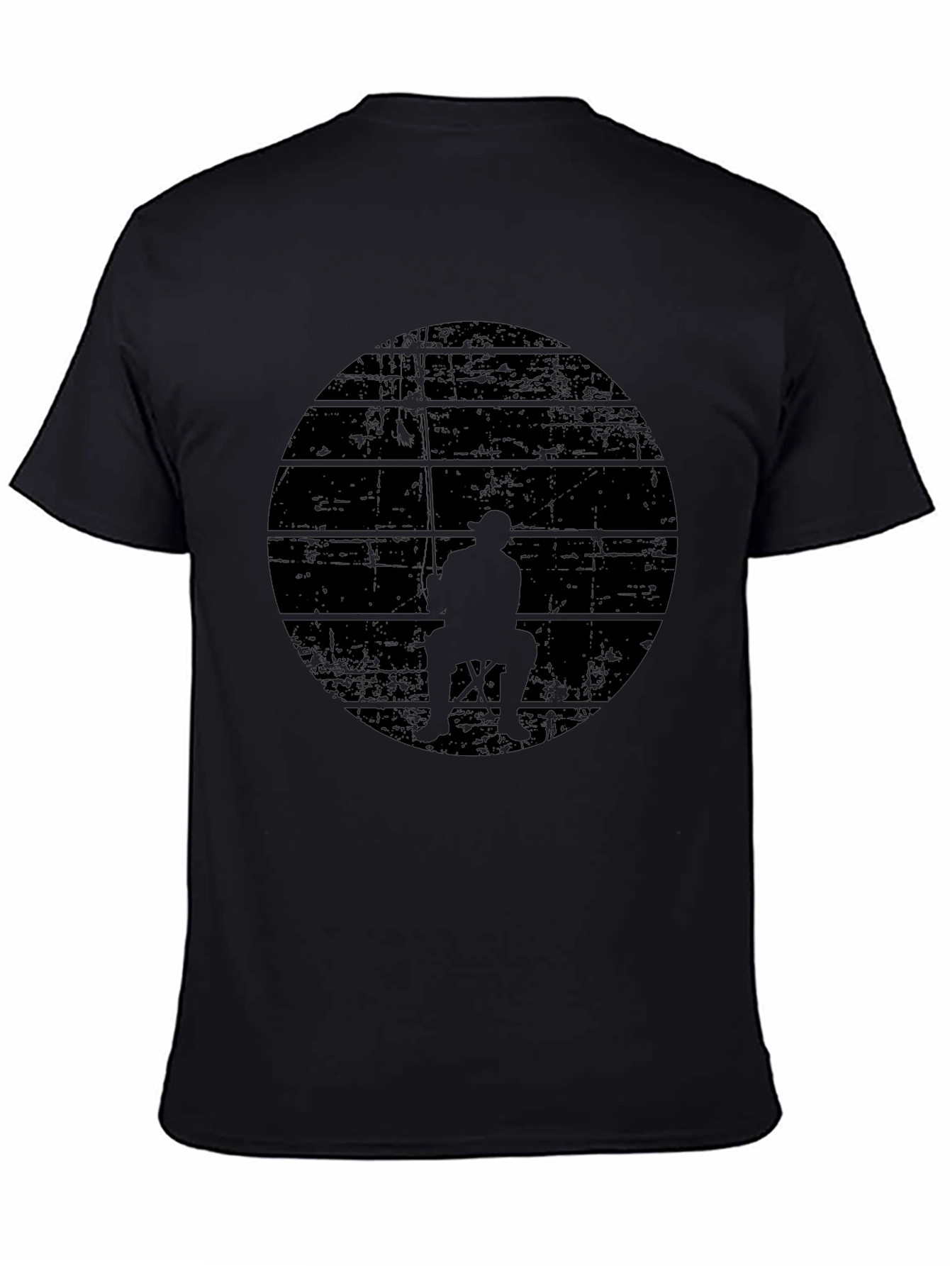 Mens Black Fishing Silhouette Graphic Tee