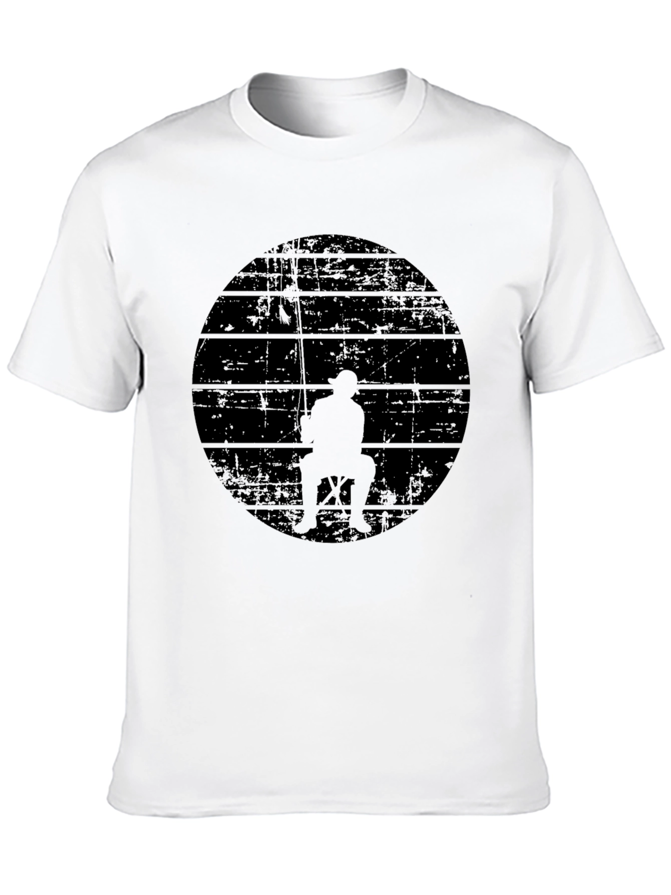 Mens Black Fishing Silhouette Graphic Tee