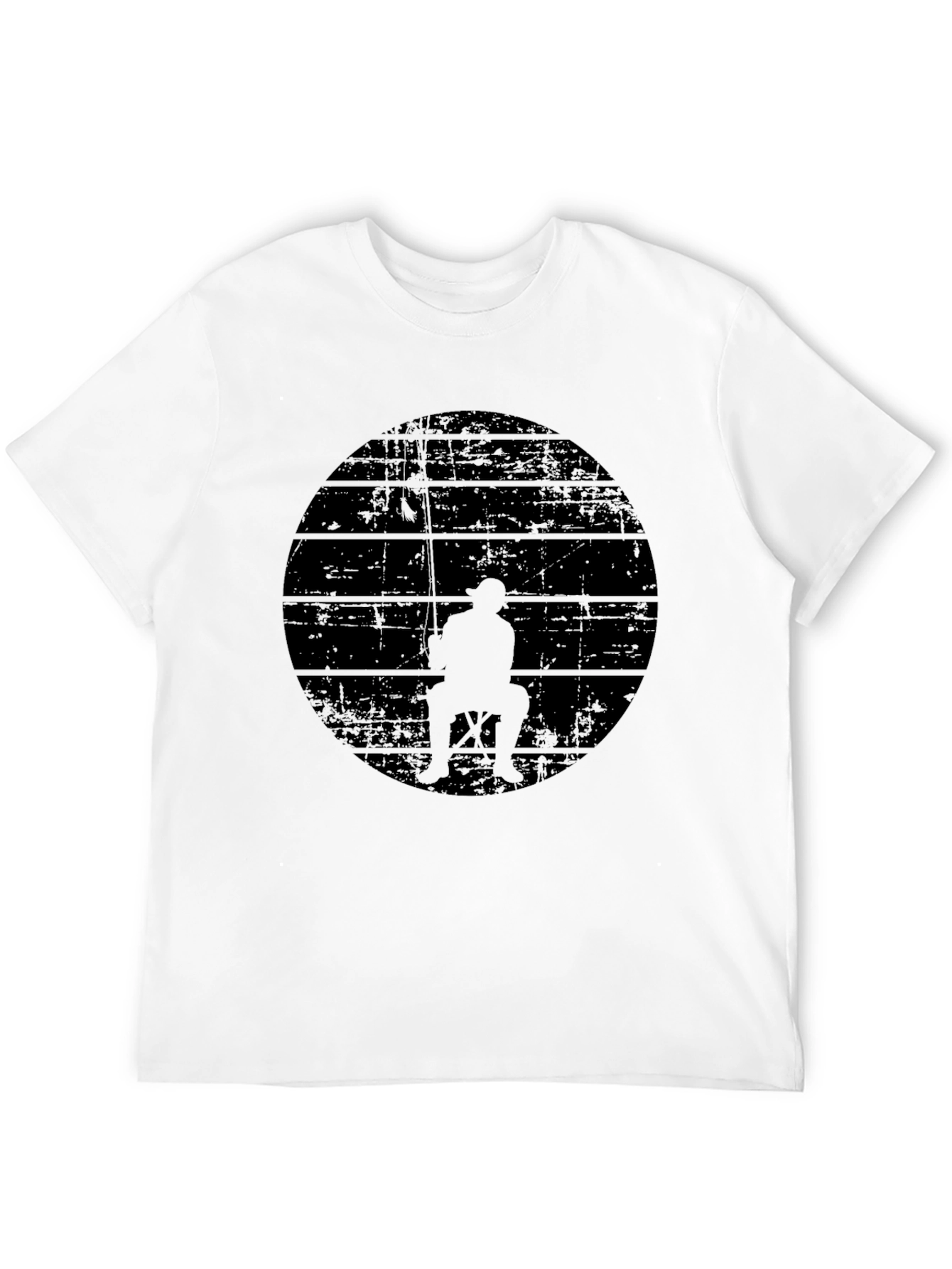 Mens Black Fishing Silhouette Graphic Tee