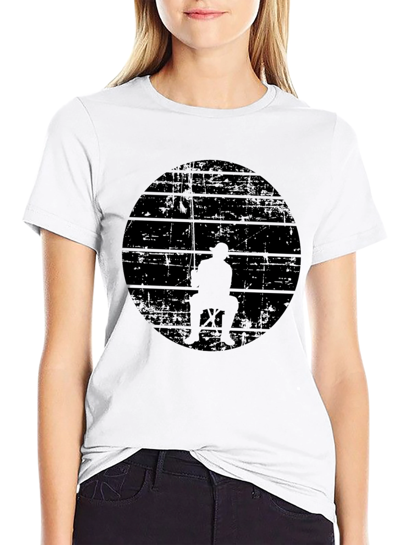 Mens Black Fishing Silhouette Graphic Tee