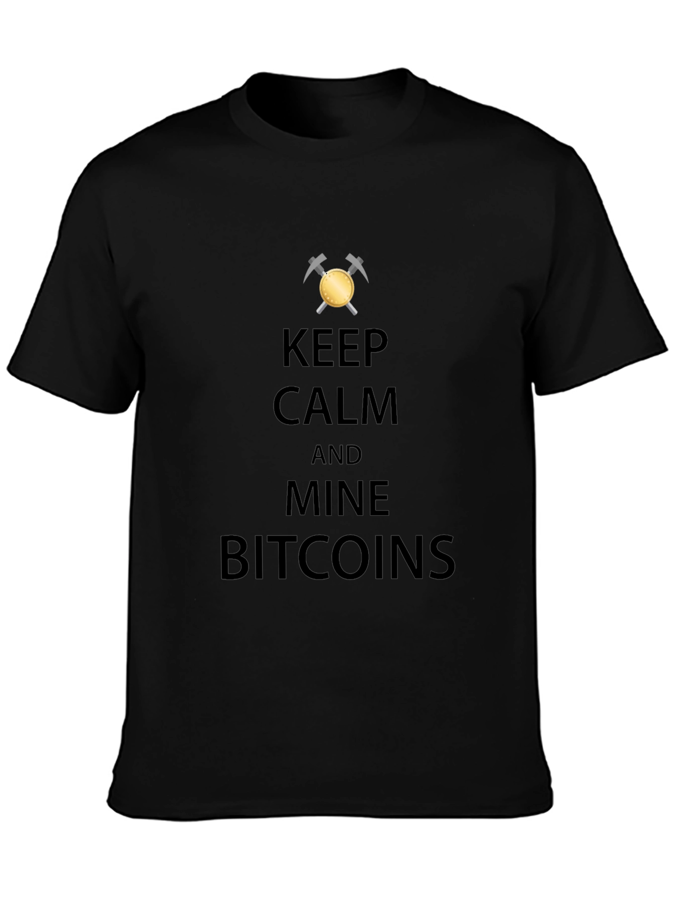 Keep Calm Mine Bitcoins Graphic Tee - Black