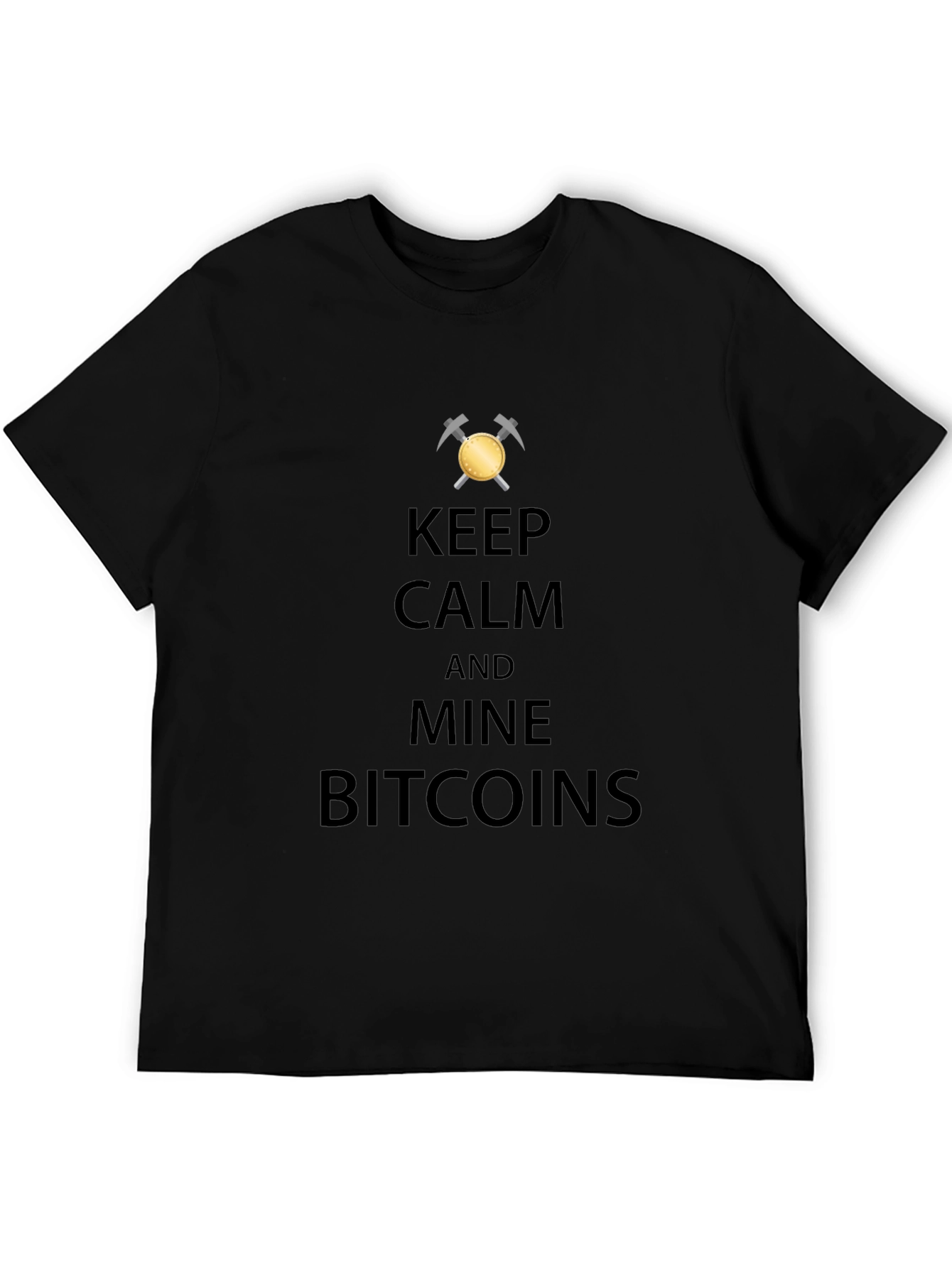 Keep Calm Mine Bitcoins Graphic Tee - Black