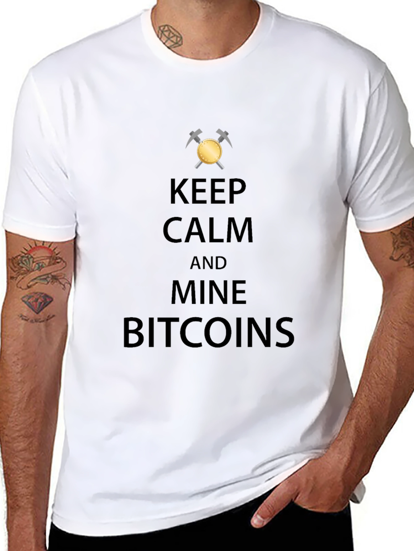 Keep Calm Mine Bitcoins Graphic Tee - Black