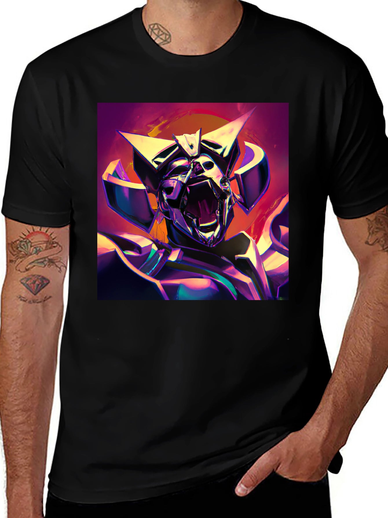 Sci-Fi Robot Graphic Black T-Shirt