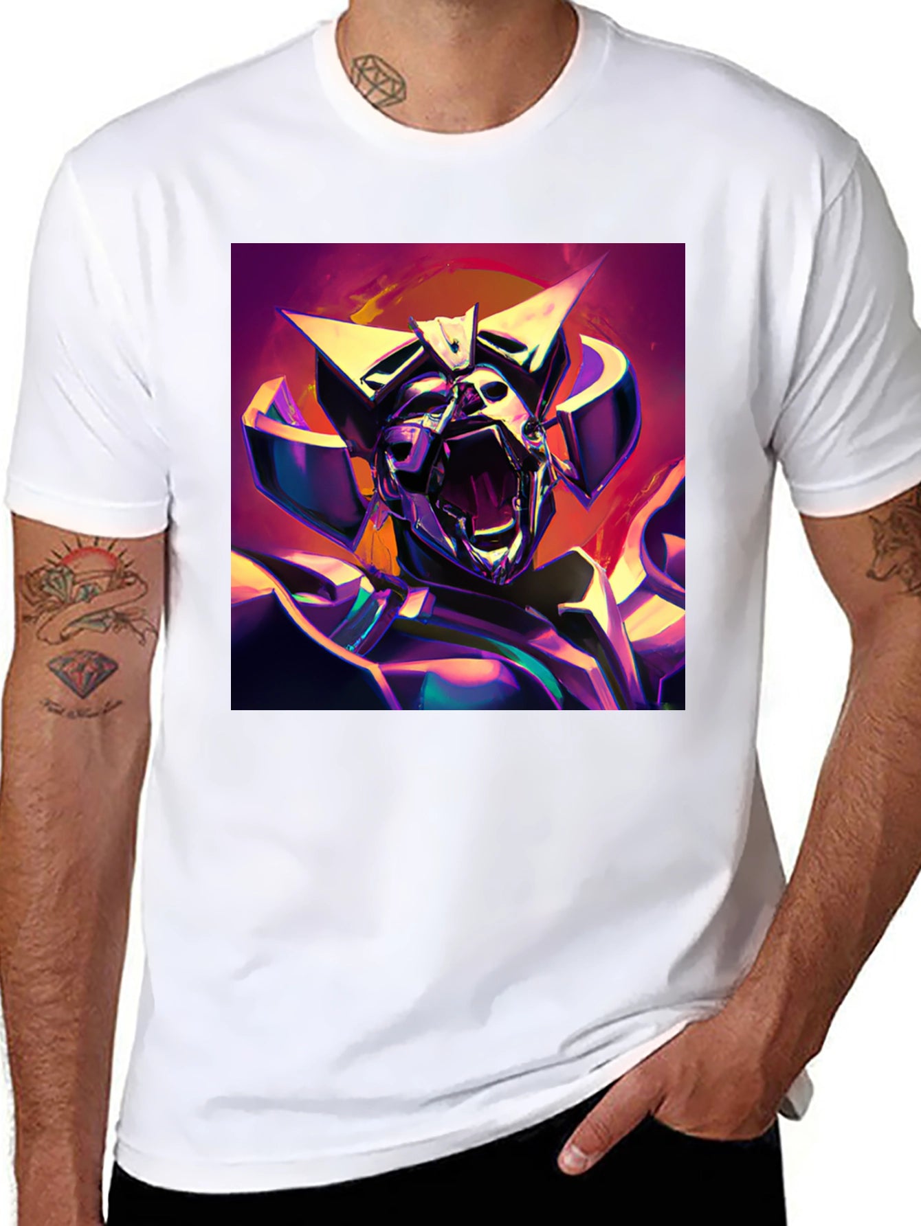 Sci-Fi Robot Graphic Black T-Shirt