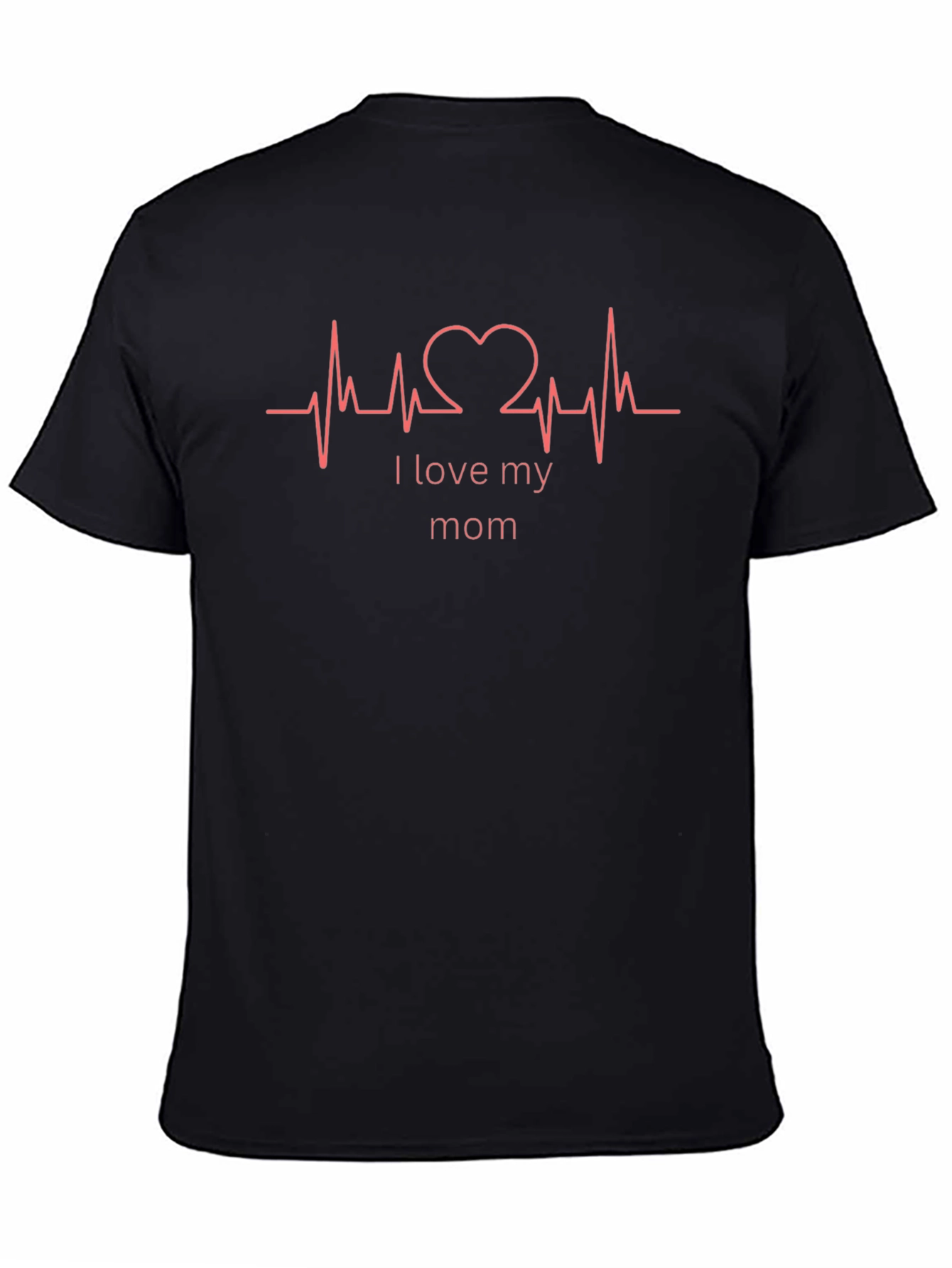 I Love My Mom Heartbeat T-Shirt - Black