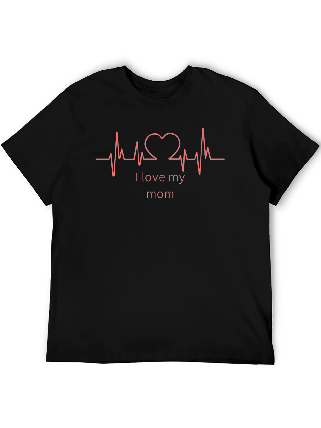 I Love My Mom Heartbeat T-Shirt - Black