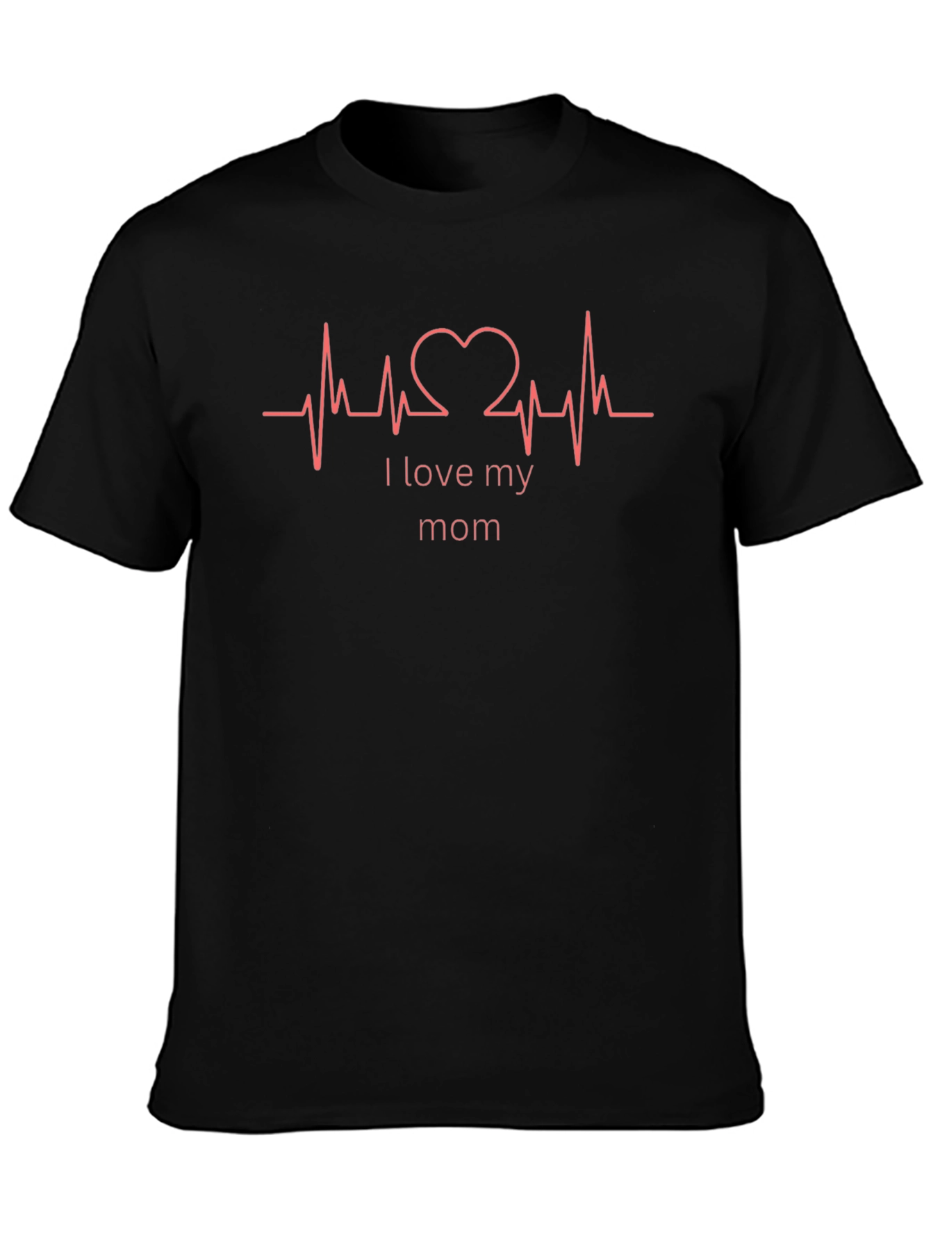 I Love My Mom Heartbeat T-Shirt - Black