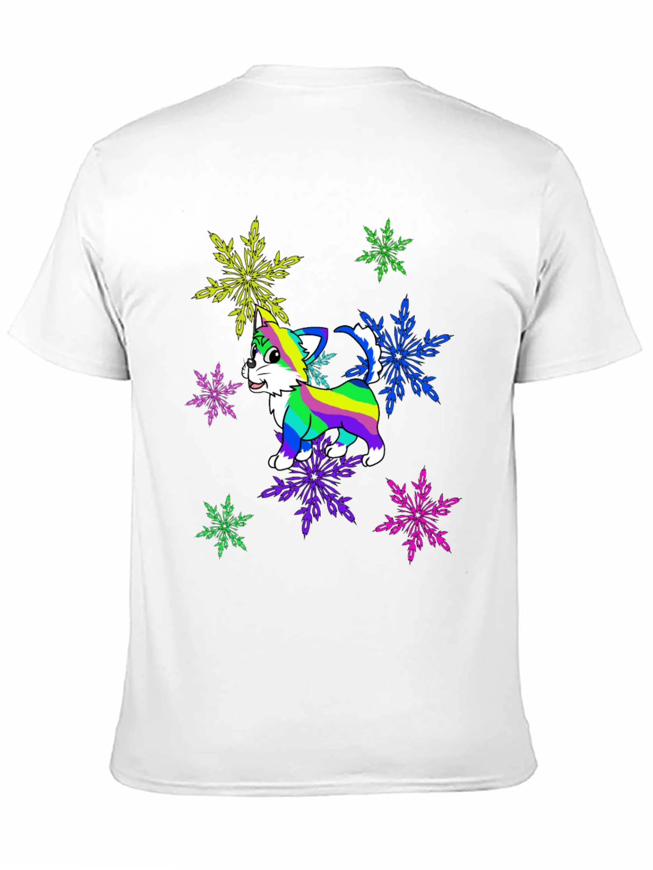 Rainbow Cat Snowflake Graphic Tee