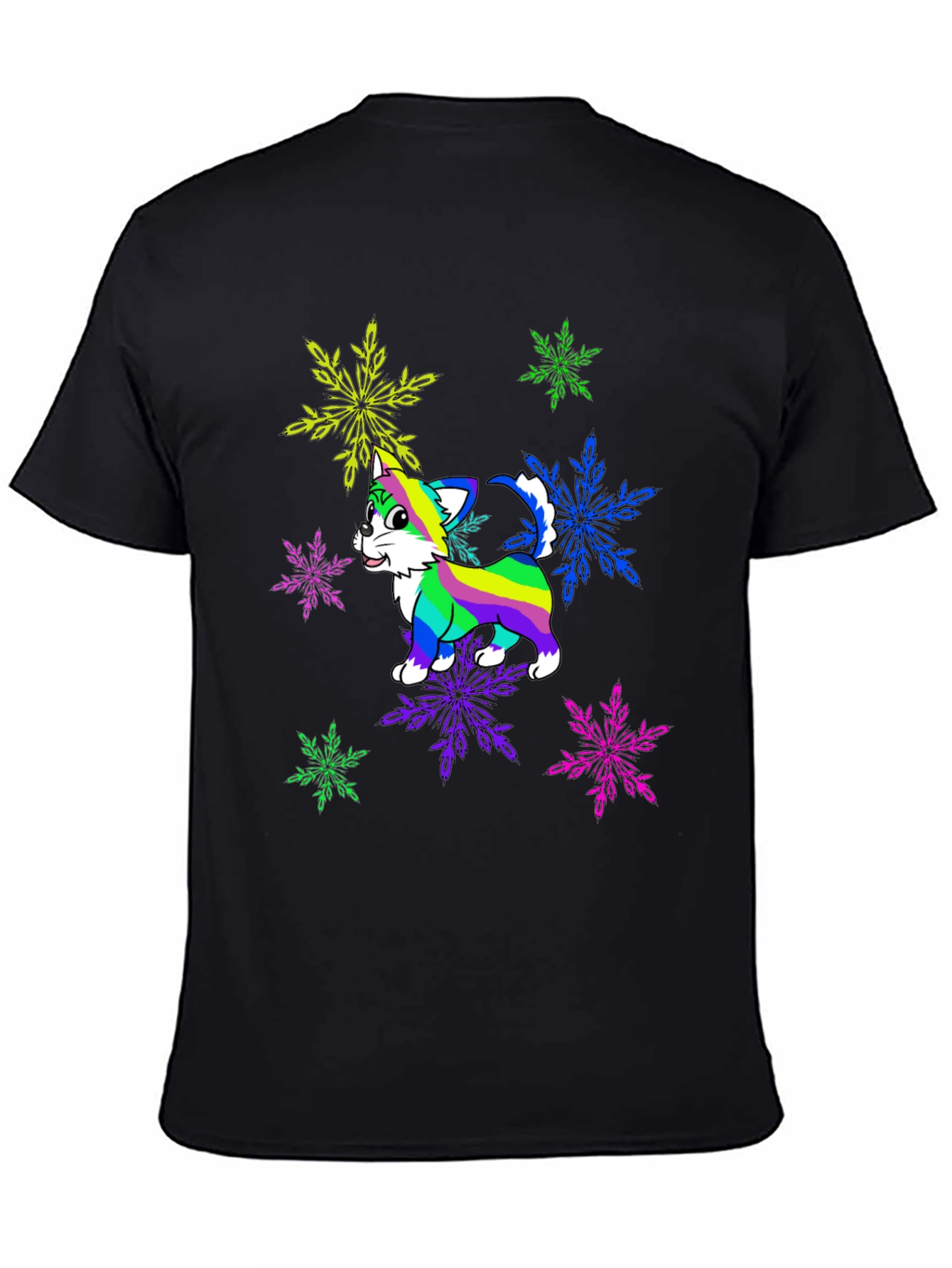 Rainbow Cat Snowflake Graphic Tee