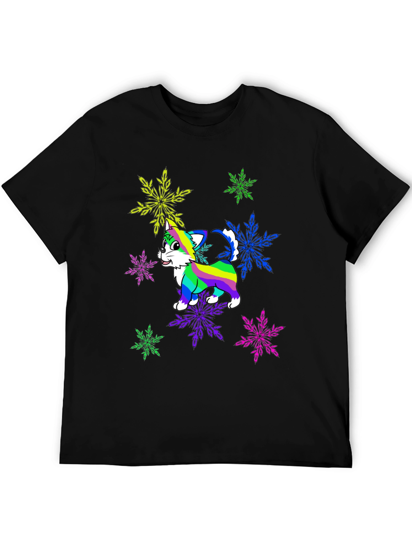 Rainbow Cat Snowflake Graphic Tee
