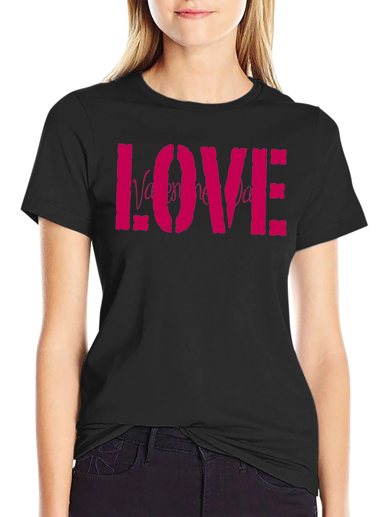 Valentines Day LOVE Graphic Tee - Black
