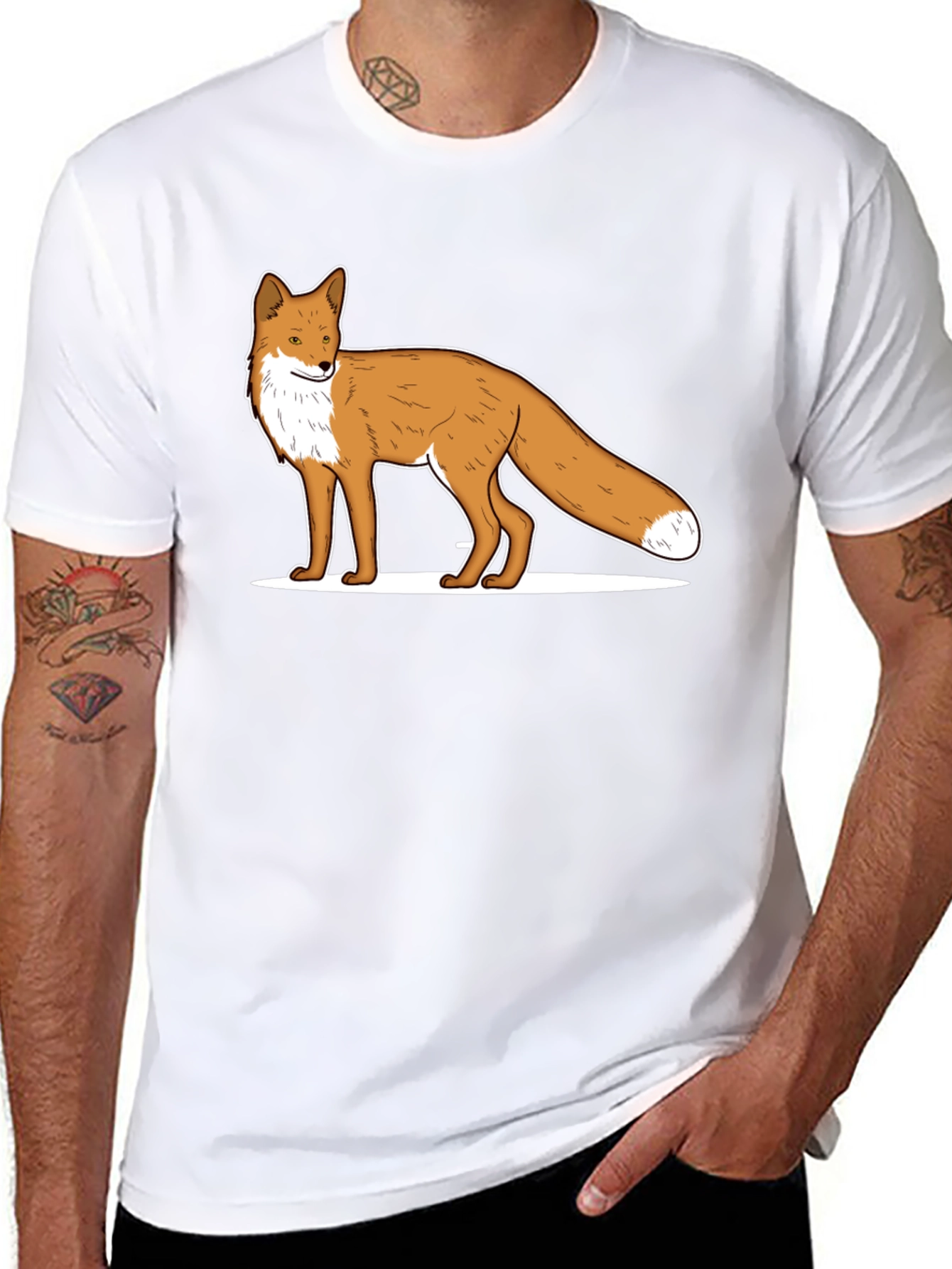 Fox Graphic Black T-Shirt - Animal Print Tee