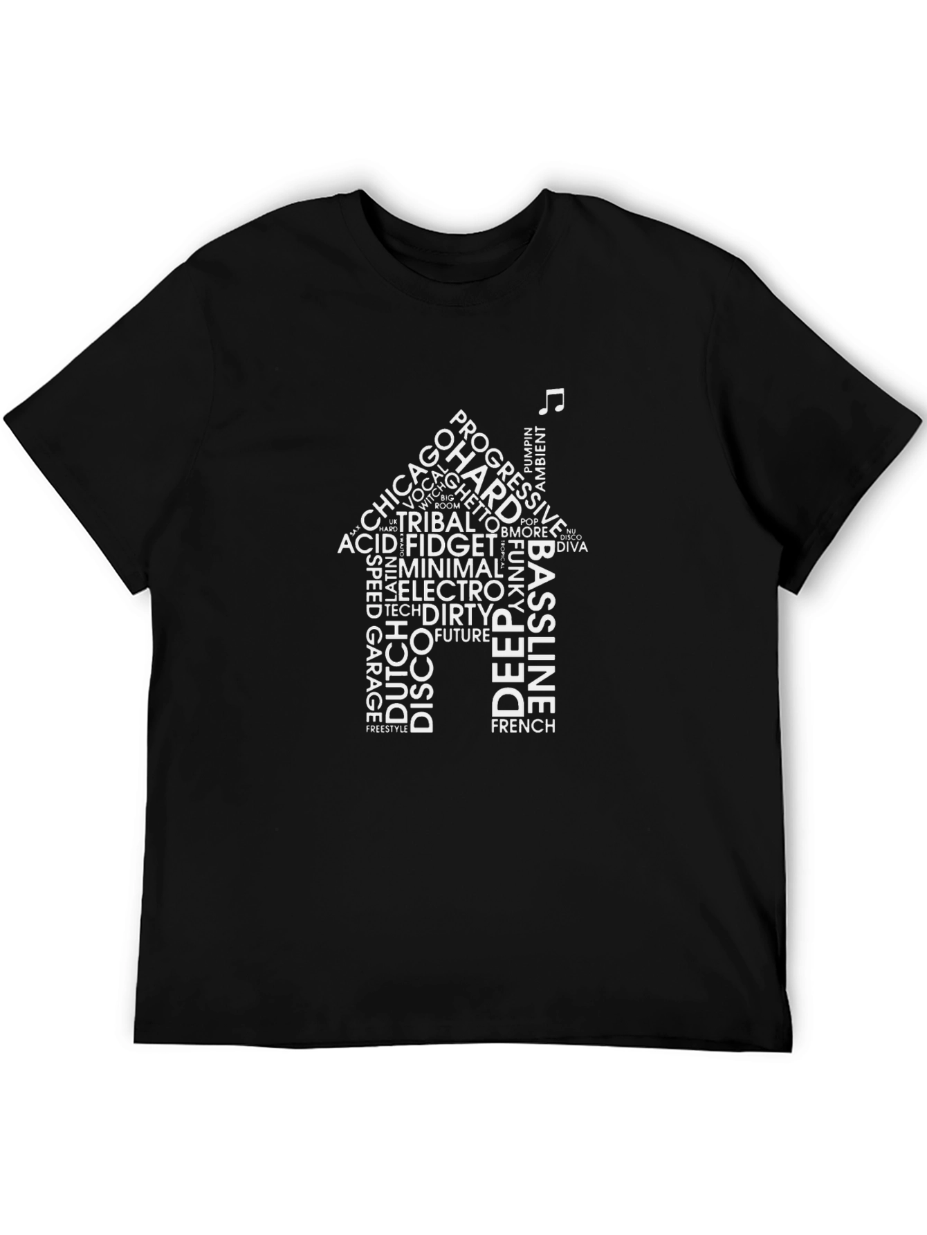 House Music Word Art Black T-Shirt