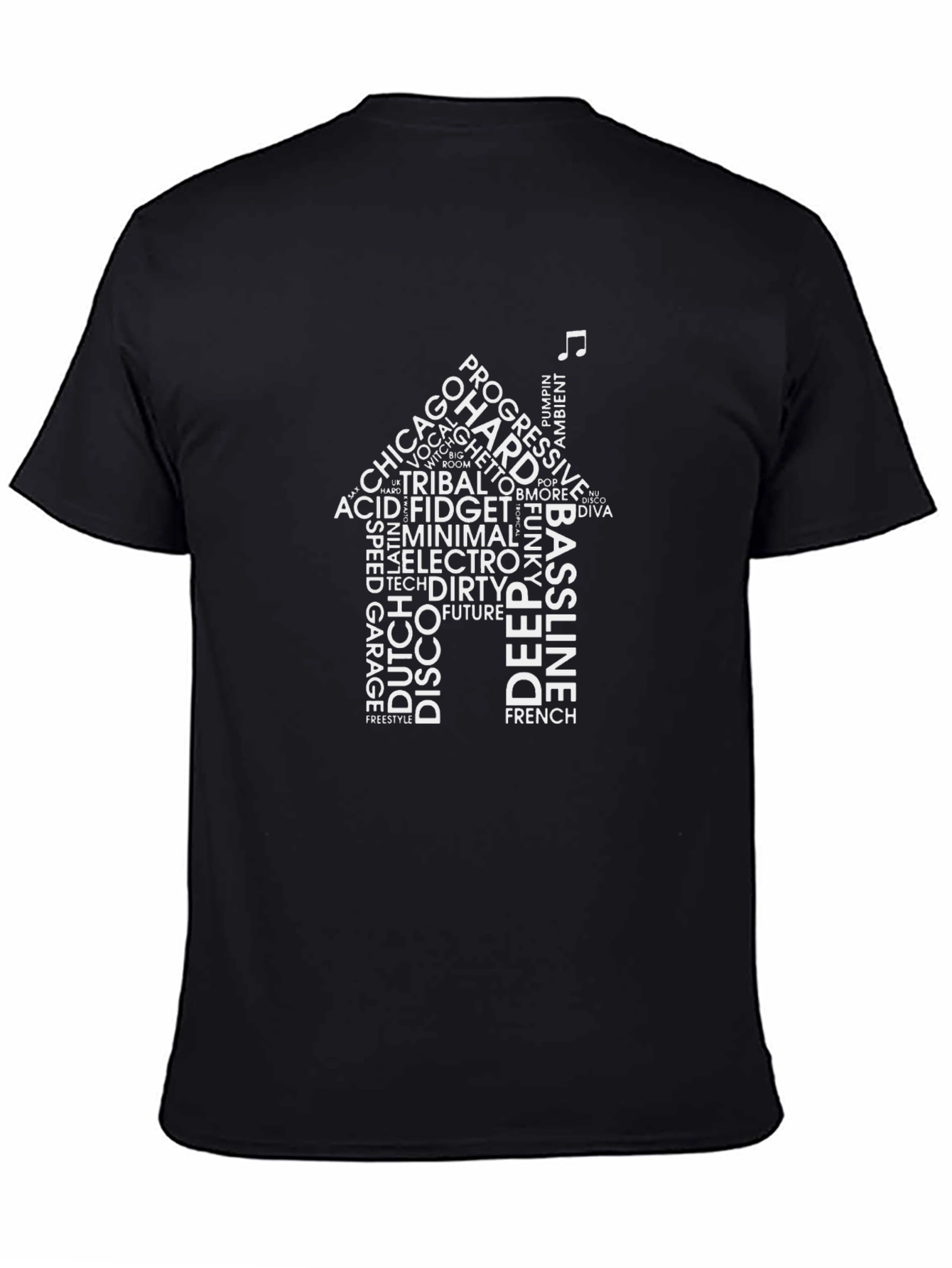 House Music Word Art Black T-Shirt