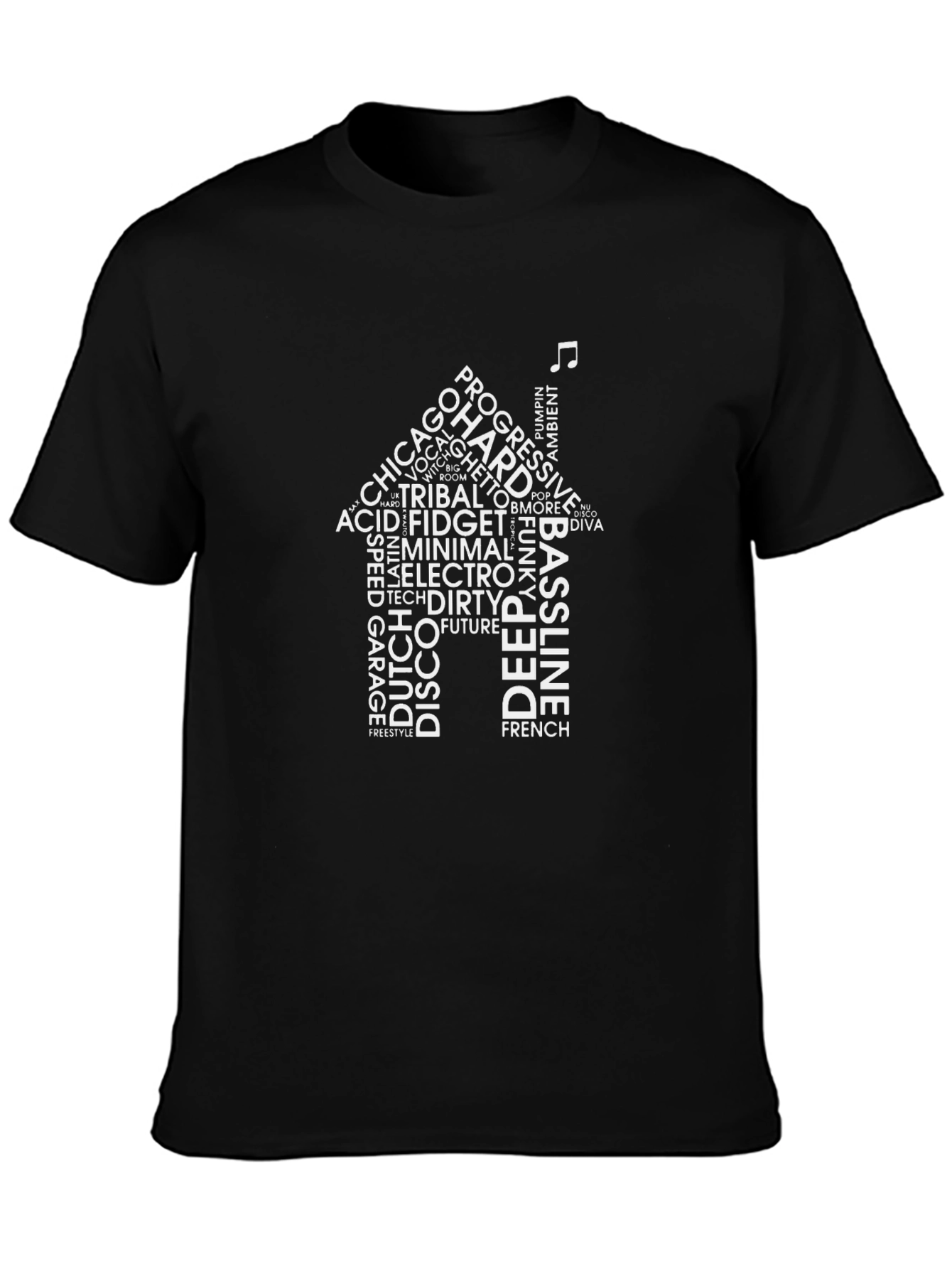 House Music Word Art Black T-Shirt